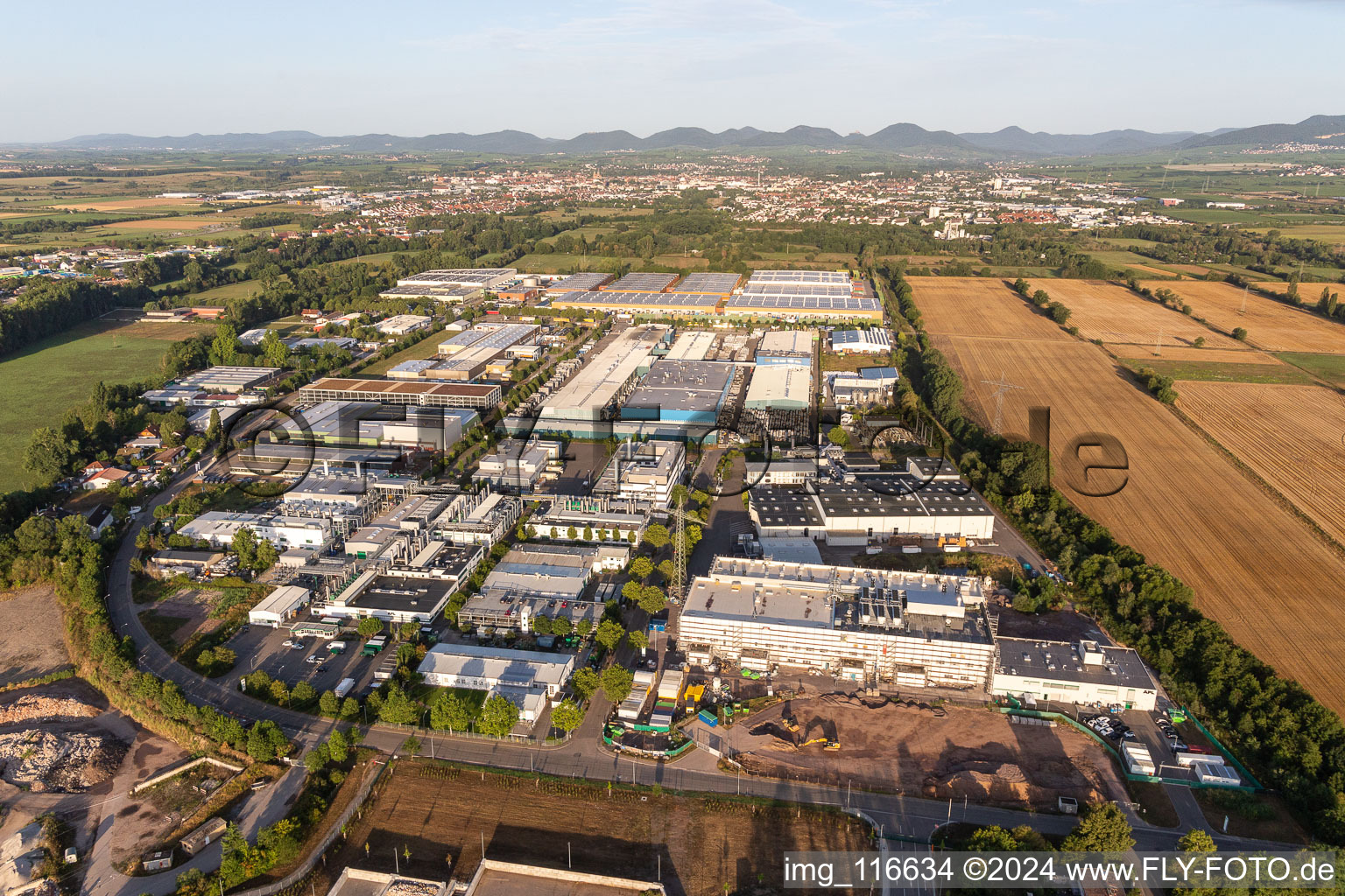 Photographie aérienne de Zone industrielle et commerciale Landau Ost avec Michelin Reifenwerke et APL Automobil-Prüftechnik Landau GmbH à Landau in der Pfalz dans le département Rhénanie-Palatinat, Allemagne