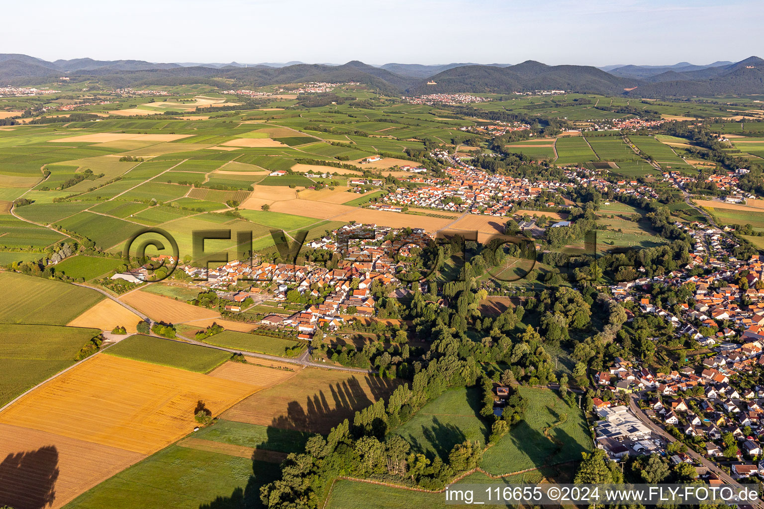 Quartier Billigheim in Billigheim-Ingenheim dans le département Rhénanie-Palatinat, Allemagne d'en haut