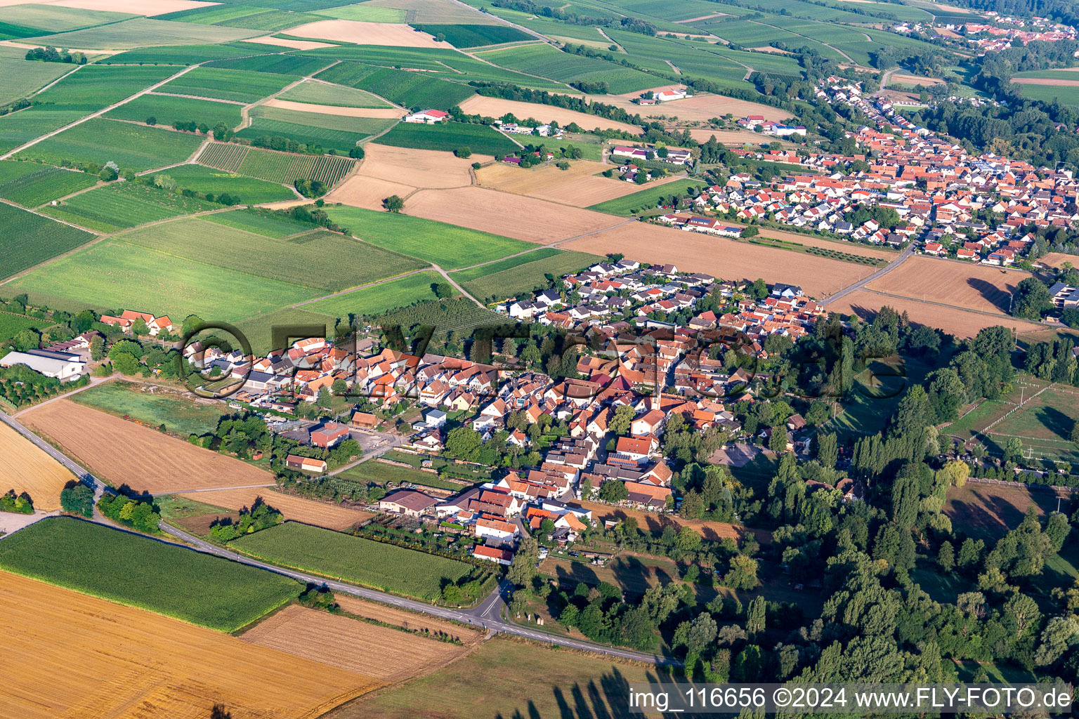 Vue d'oiseau de Quartier Mühlhofen in Billigheim-Ingenheim dans le département Rhénanie-Palatinat, Allemagne