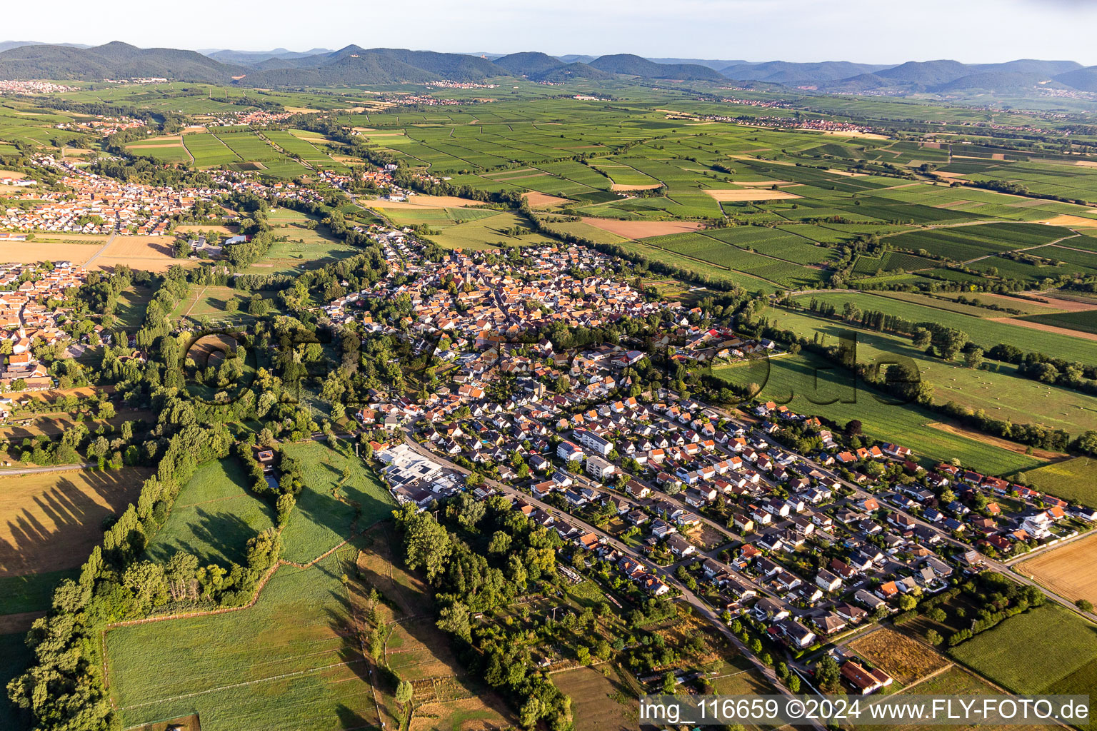 Quartier Billigheim in Billigheim-Ingenheim dans le département Rhénanie-Palatinat, Allemagne vue d'en haut