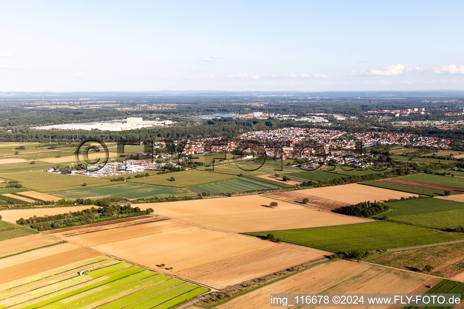 Vue oblique de Lingenfeld dans le département Rhénanie-Palatinat, Allemagne