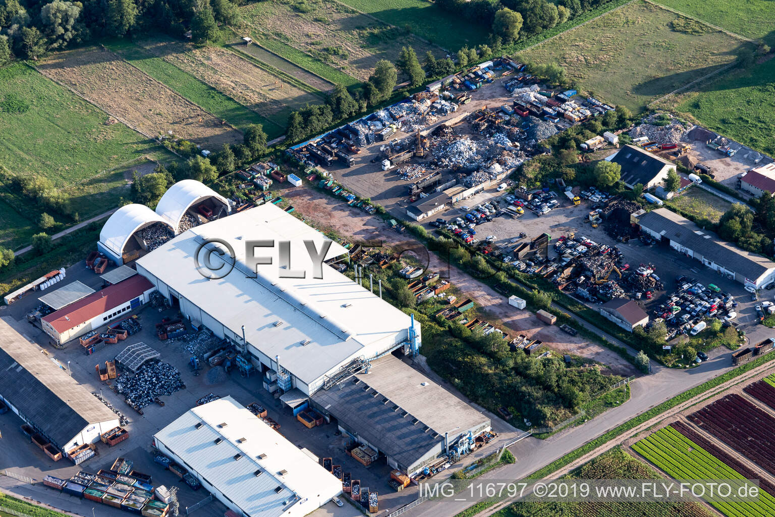 Vue aérienne de Alba Electronics Recycling GmbH à Lustadt dans le département Rhénanie-Palatinat, Allemagne