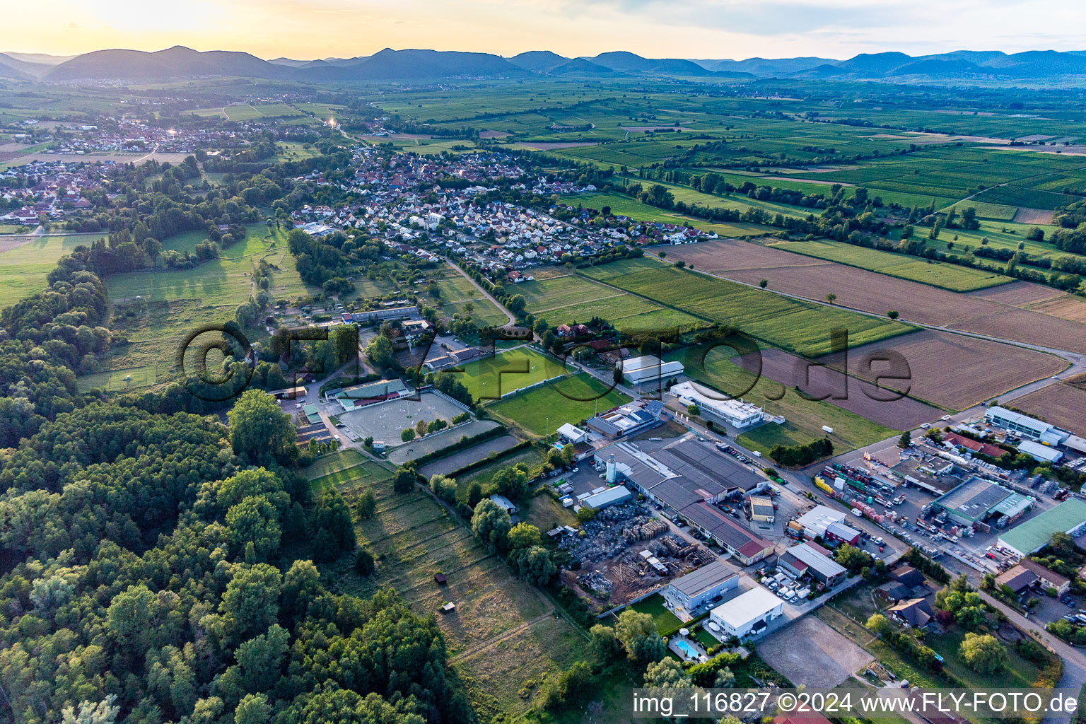 Vue aérienne de Club d'équitation et de conduite eV à le quartier Billigheim in Billigheim-Ingenheim dans le département Rhénanie-Palatinat, Allemagne