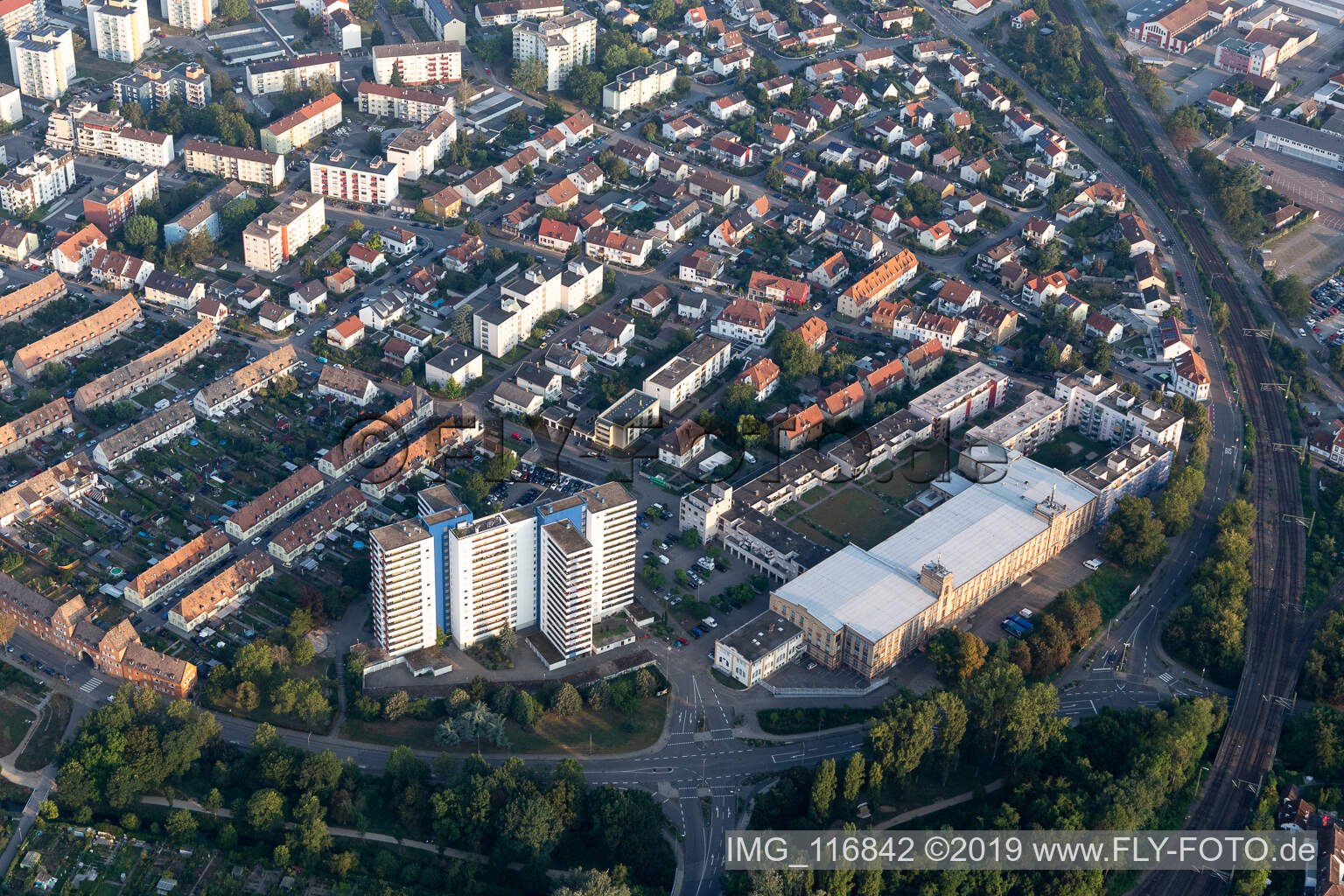 Vue aérienne de A la filature de coton à Speyer dans le département Rhénanie-Palatinat, Allemagne