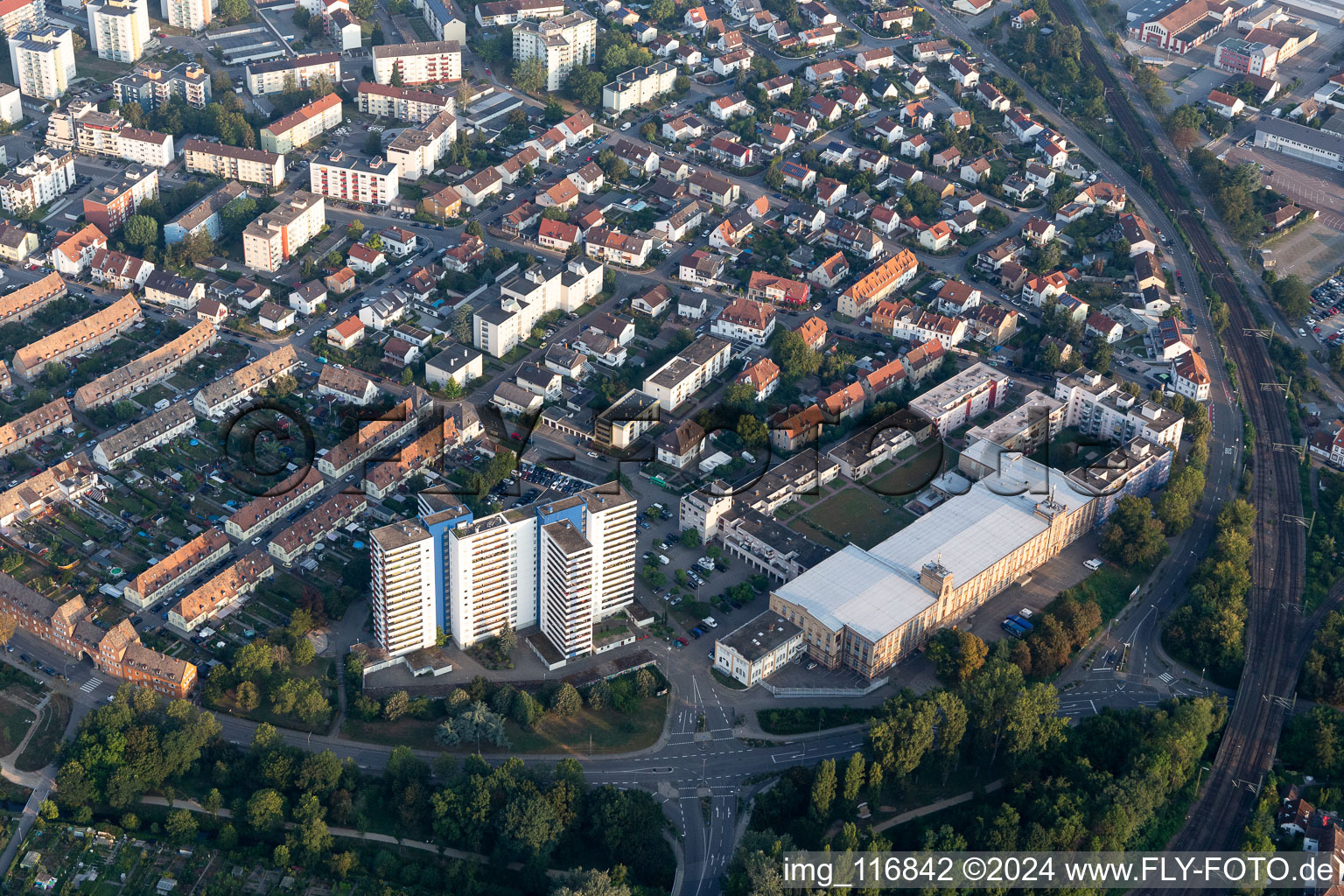 Vue aérienne de A la filature de coton à Speyer dans le département Rhénanie-Palatinat, Allemagne