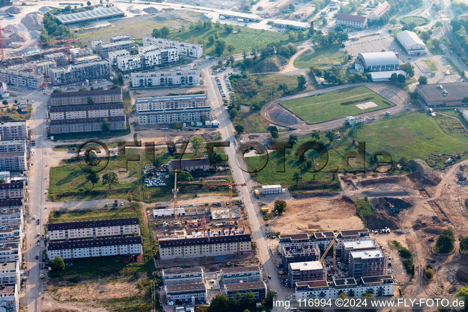 Vue aérienne de Benjamin Franklin Village à le quartier Käfertal in Mannheim dans le département Bade-Wurtemberg, Allemagne