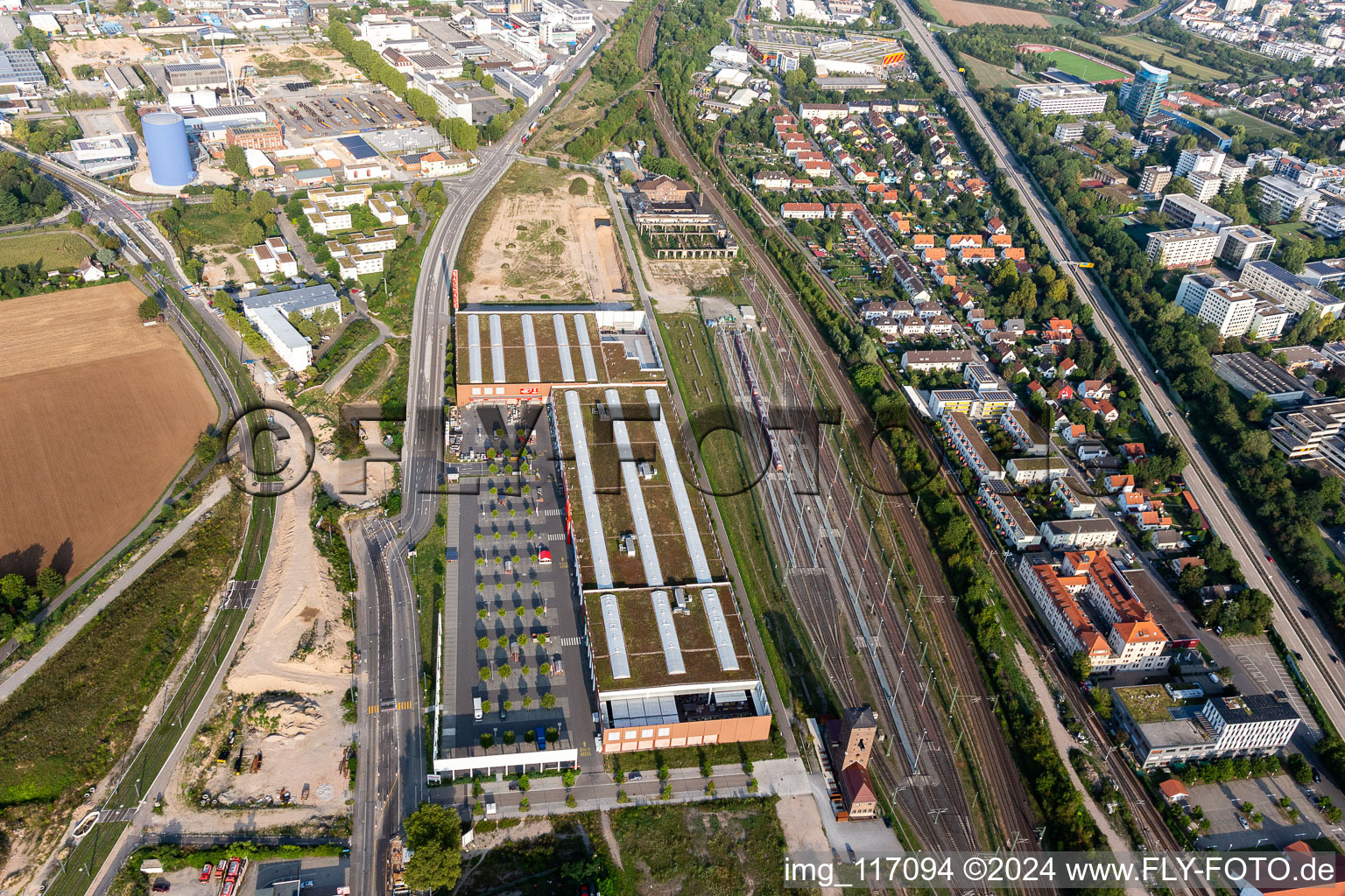 Photographie aérienne de Bauhaus Heidelberg à le quartier Bahnstadt in Heidelberg dans le département Bade-Wurtemberg, Allemagne