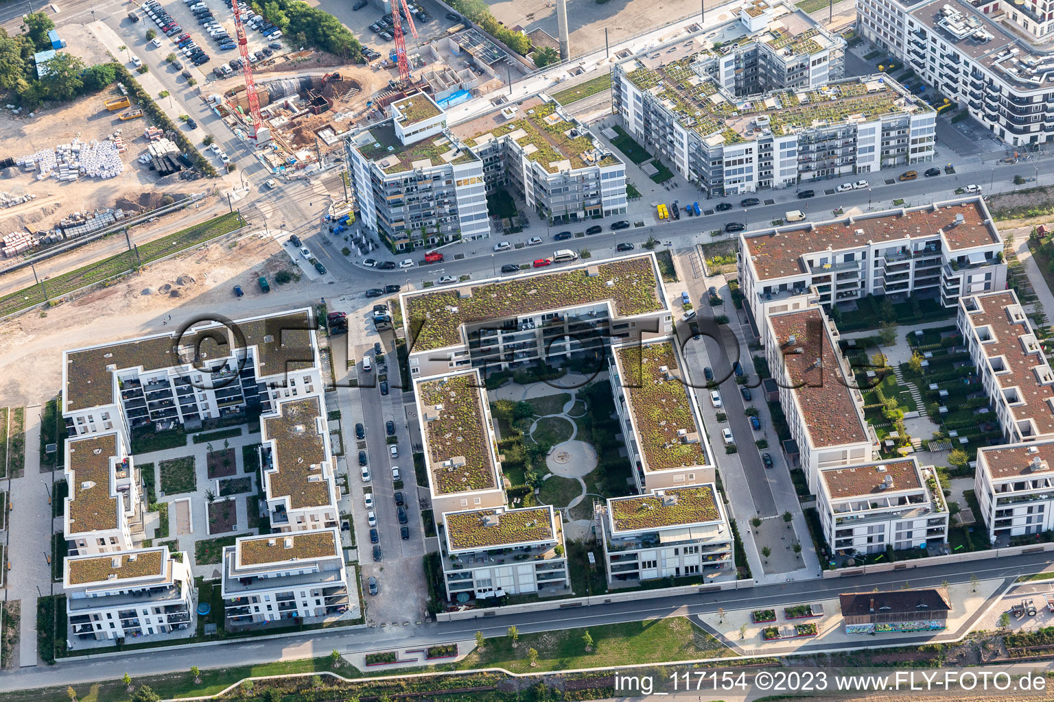 Vue aérienne de Quartier Bahnstadt in Heidelberg dans le département Bade-Wurtemberg, Allemagne