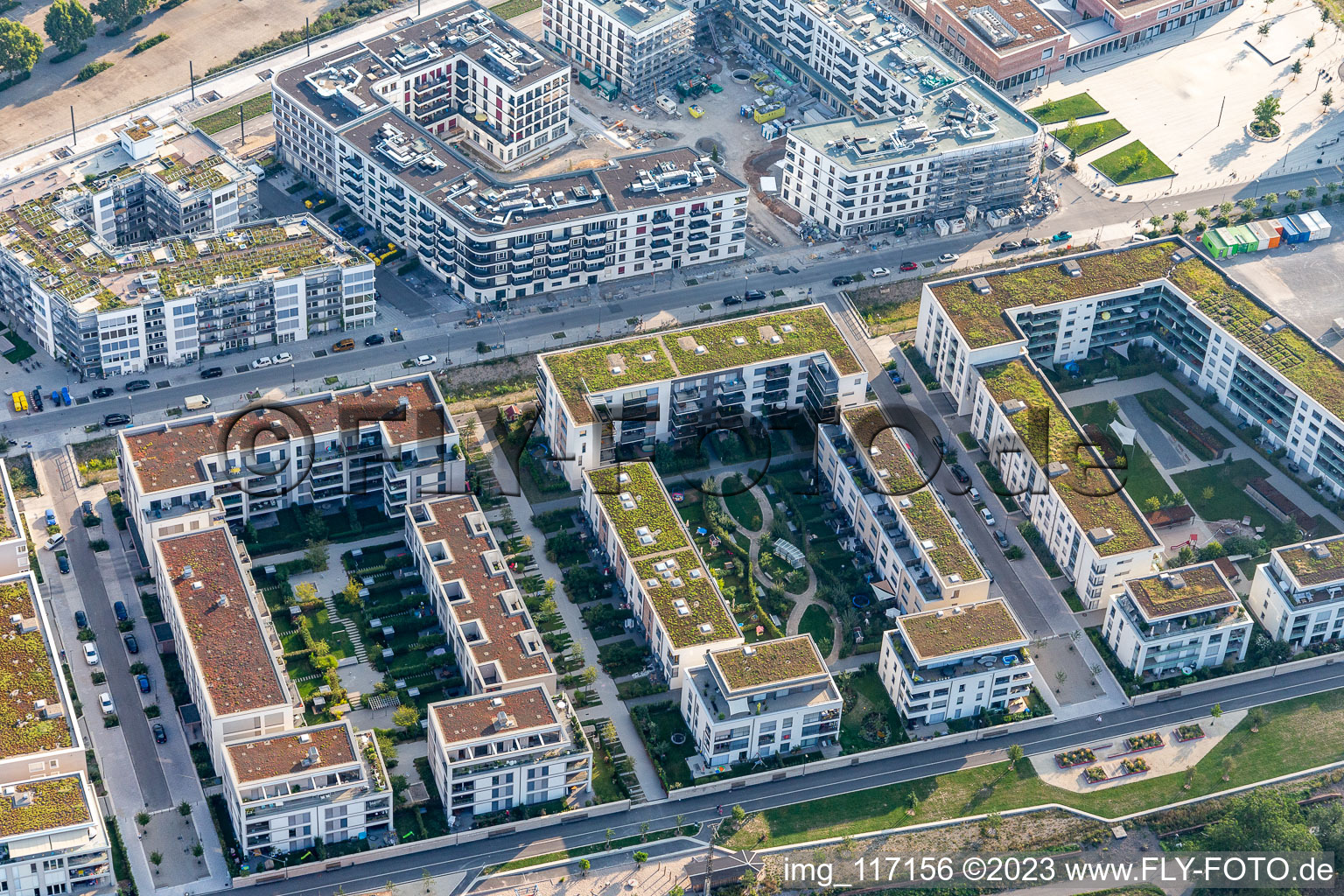 Vue oblique de Quartier Bahnstadt in Heidelberg dans le département Bade-Wurtemberg, Allemagne