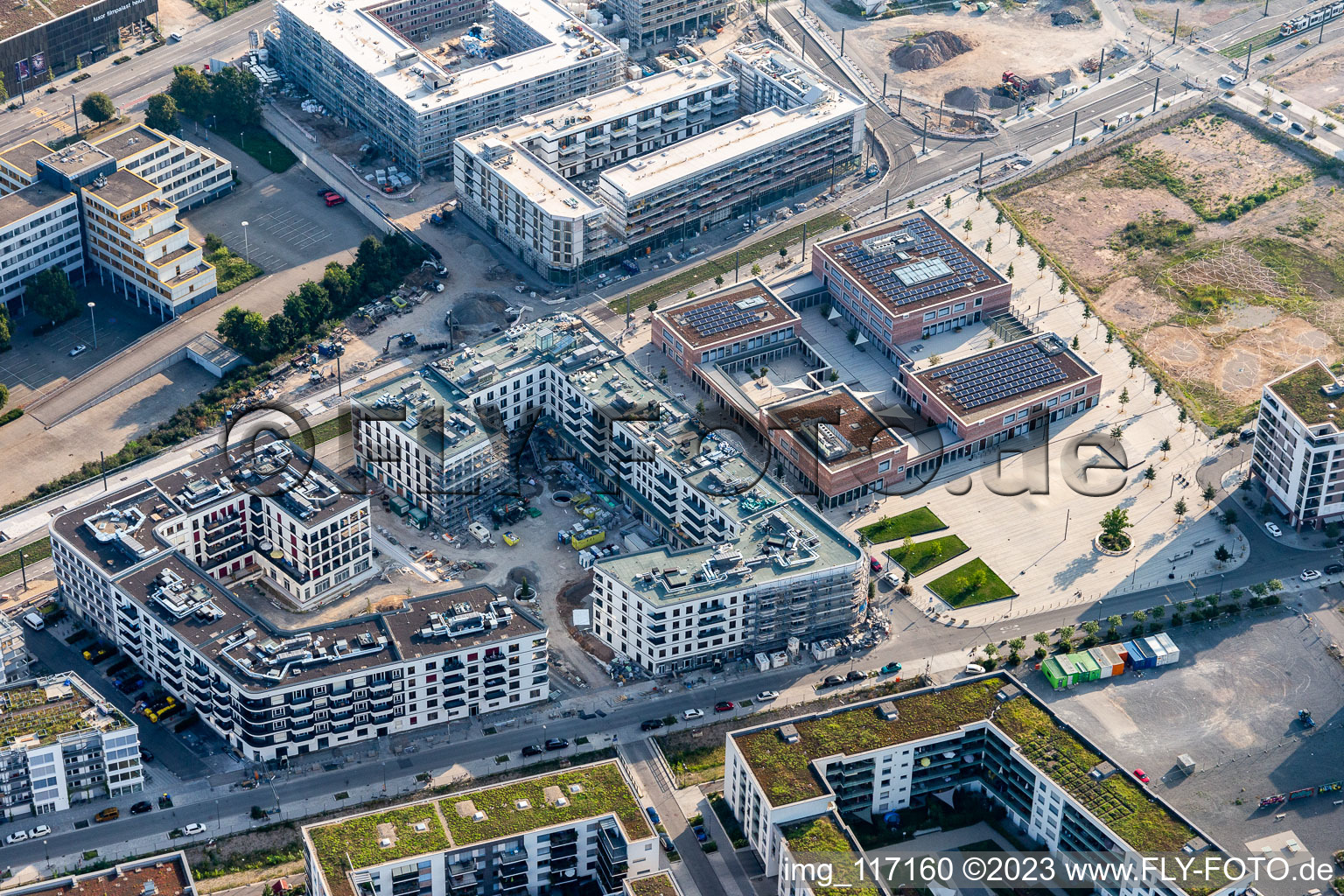 Quartier Bahnstadt in Heidelberg dans le département Bade-Wurtemberg, Allemagne d'en haut