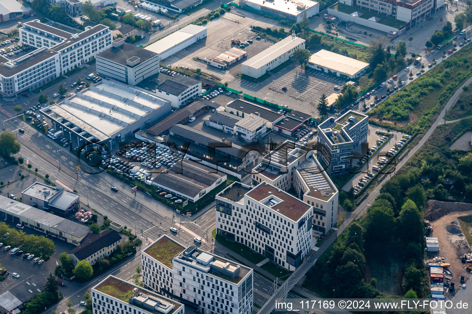 Vue aérienne de Hôtel B&B à le quartier Alte Stadtgärtnerei in Heidelberg dans le département Bade-Wurtemberg, Allemagne