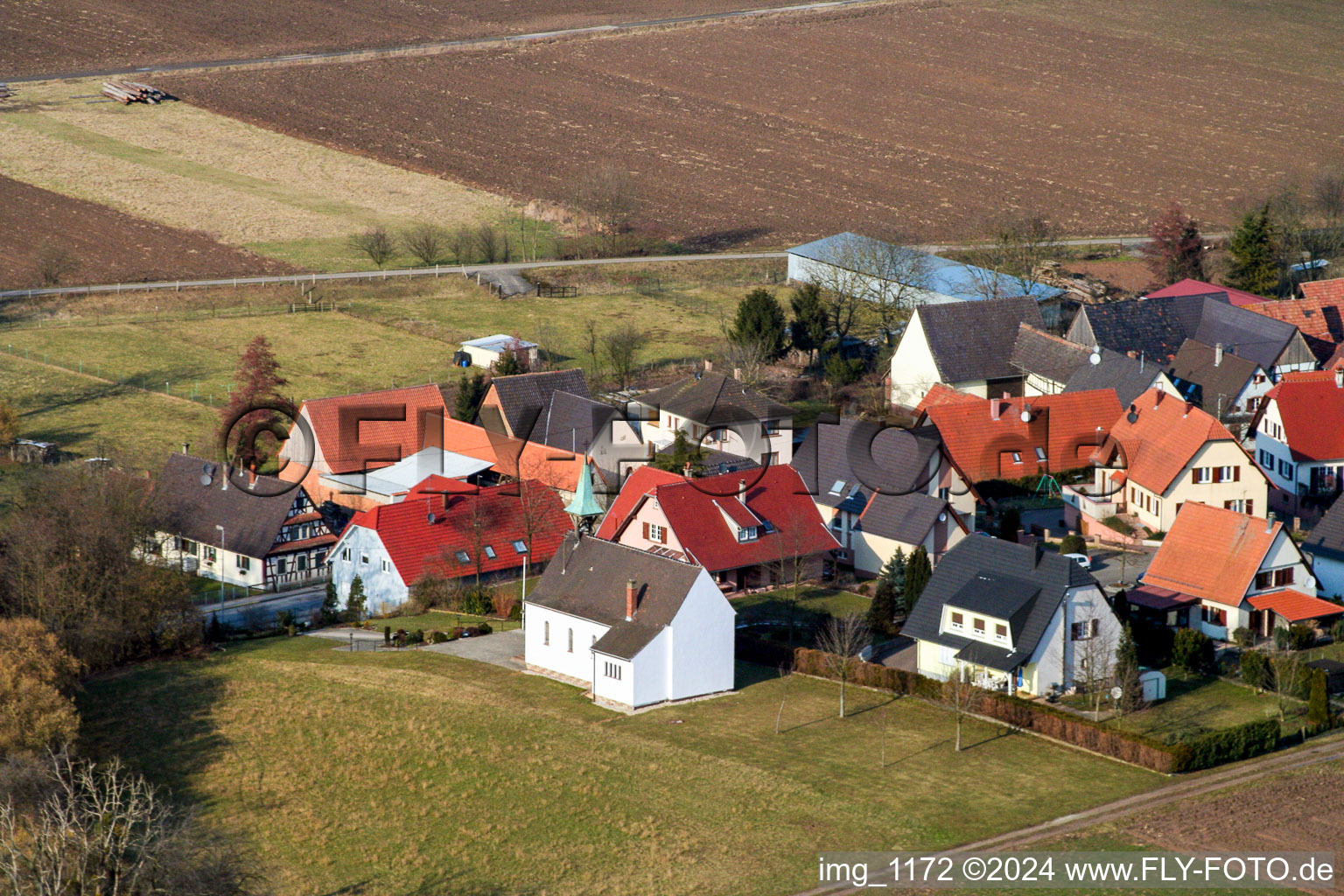 Niederlauterbach dans le département Bas Rhin, France vue du ciel