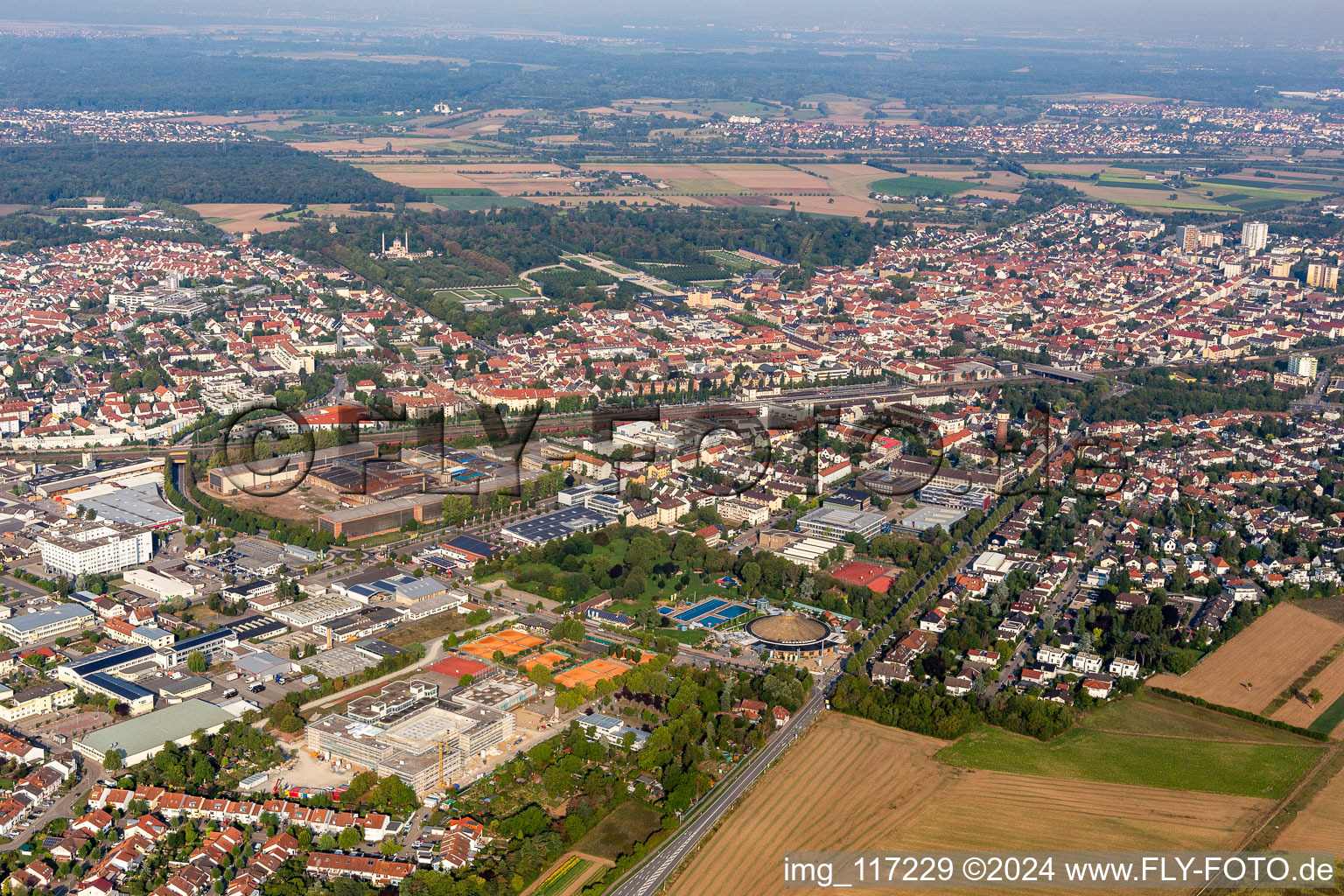 Vue oblique de Schwetzingen dans le département Bade-Wurtemberg, Allemagne