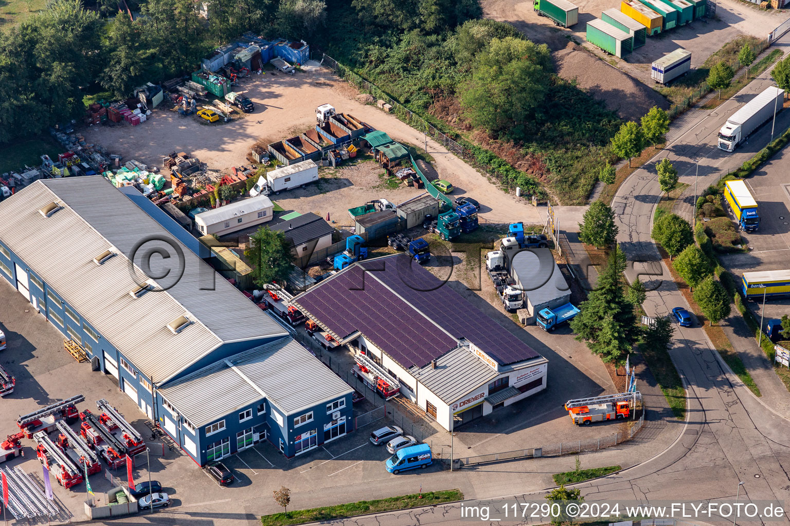 Vue oblique de Zone industrielle de Horst à le quartier Minderslachen in Kandel dans le département Rhénanie-Palatinat, Allemagne