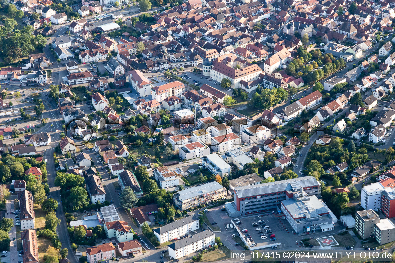 Vue aérienne de Hôpital à Bad Bergzabern dans le département Rhénanie-Palatinat, Allemagne