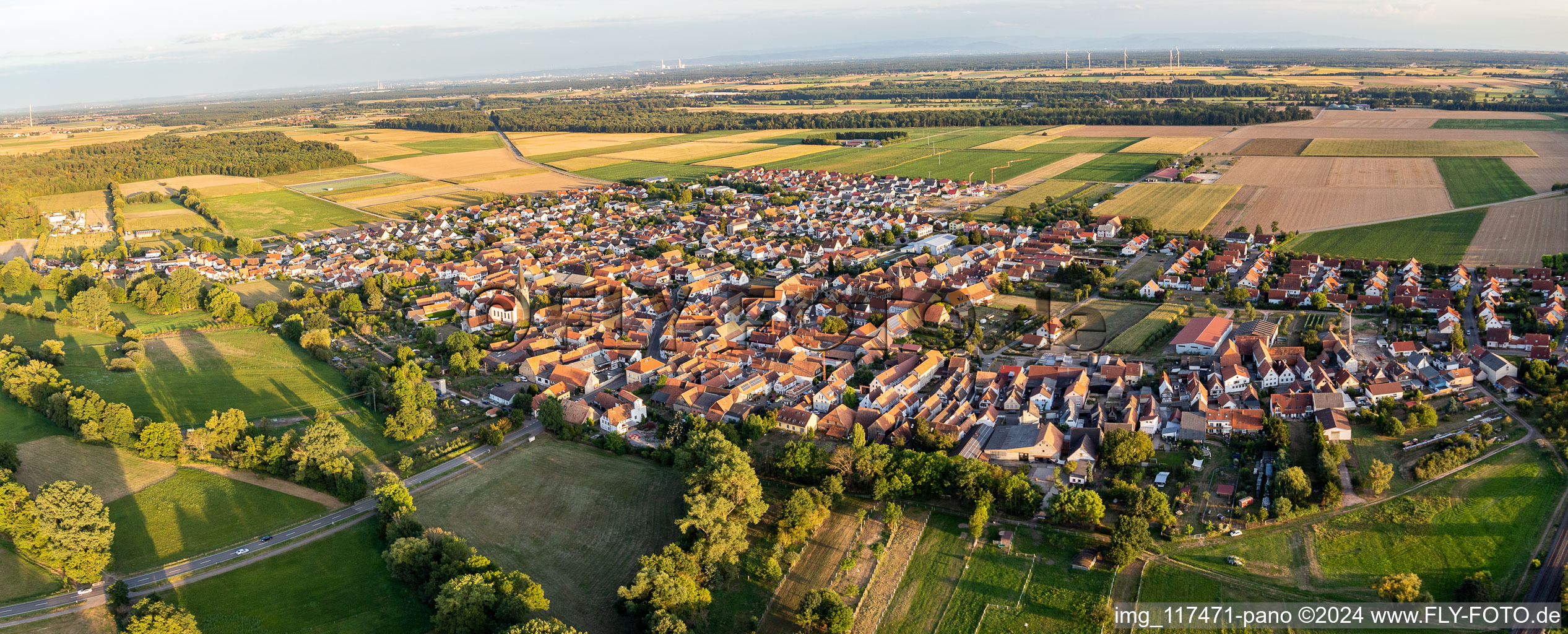 Steinweiler dans le département Rhénanie-Palatinat, Allemagne depuis l'avion