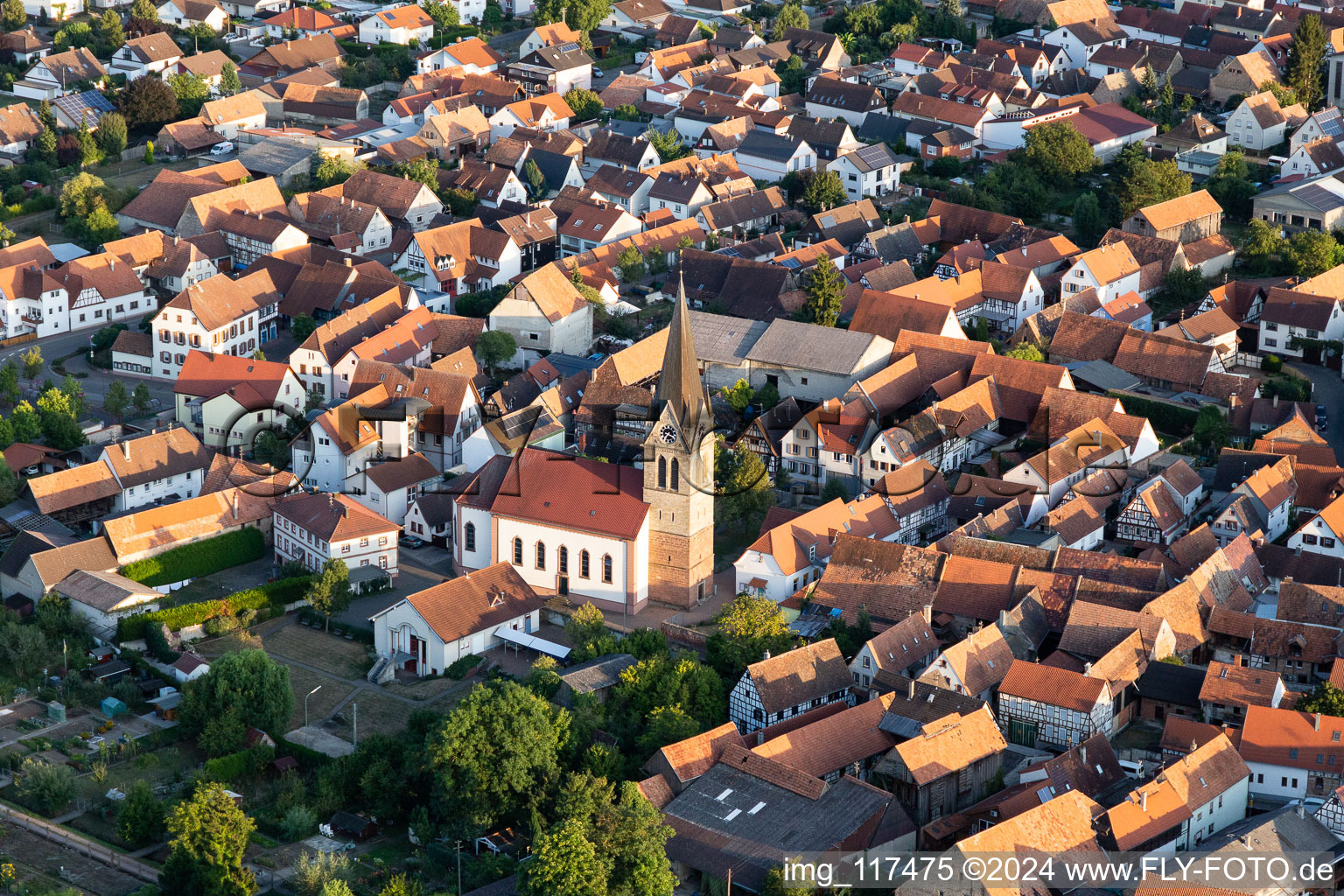 Vue d'oiseau de Steinweiler dans le département Rhénanie-Palatinat, Allemagne