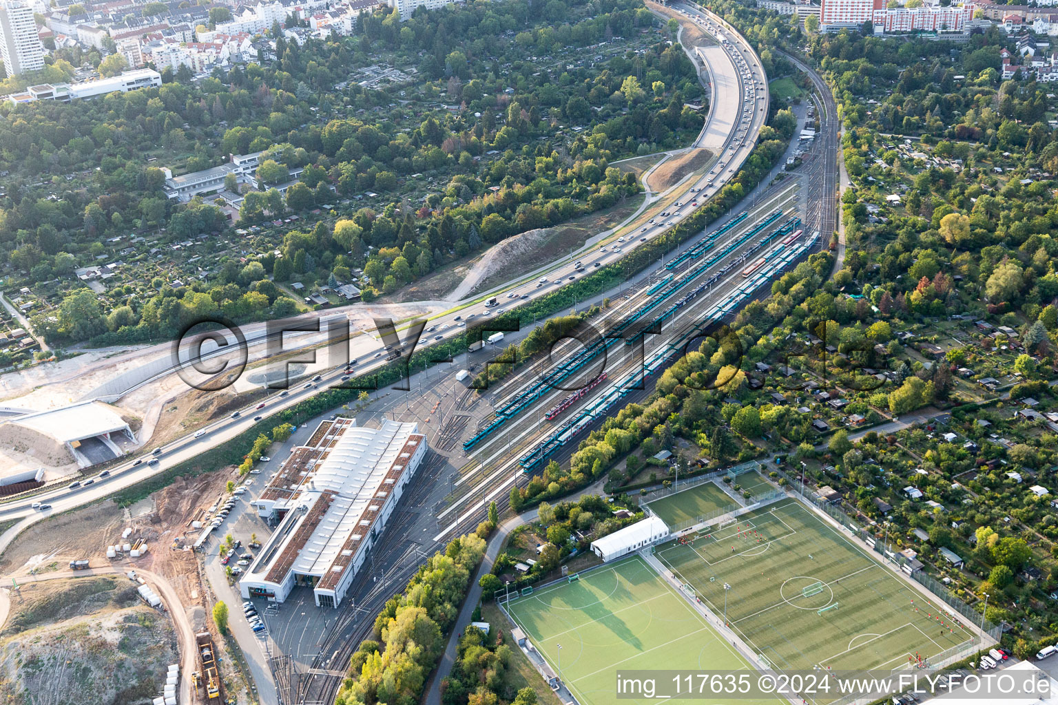 Vue aérienne de Eintracht Francfort eV à le quartier Riederwald in Frankfurt am Main dans le département Hesse, Allemagne