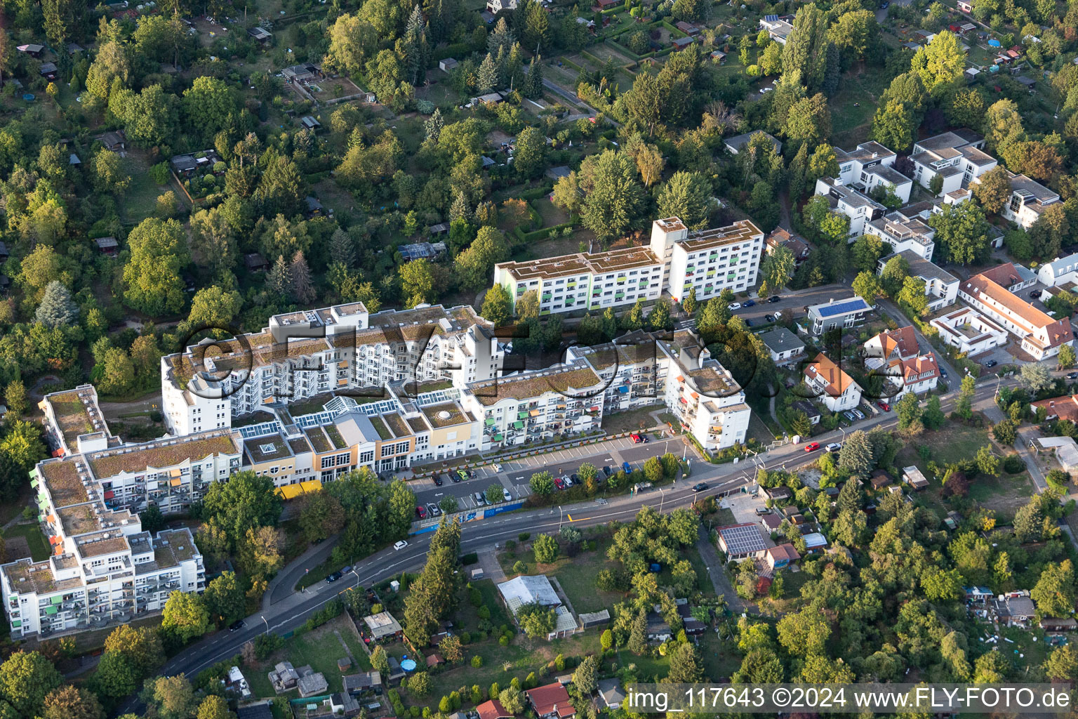 Vue aérienne de Fondation Budgétaire à le quartier Seckbach in Frankfurt am Main dans le département Hesse, Allemagne