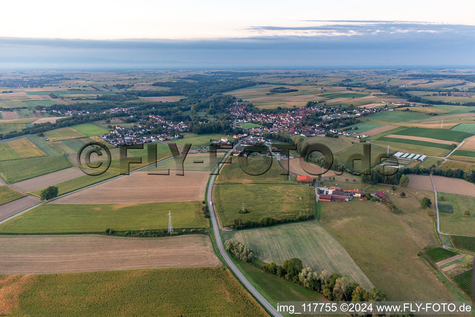 Vue oblique de Riedseltz dans le département Bas Rhin, France