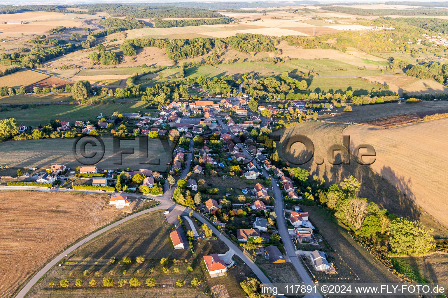 Vue aérienne de Pierreville dans le département Meurthe et Moselle, France