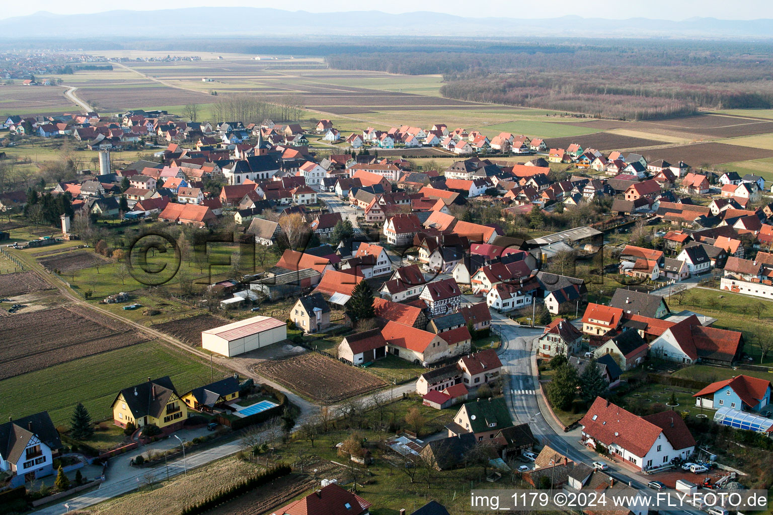 Salmbach dans le département Bas Rhin, France d'en haut