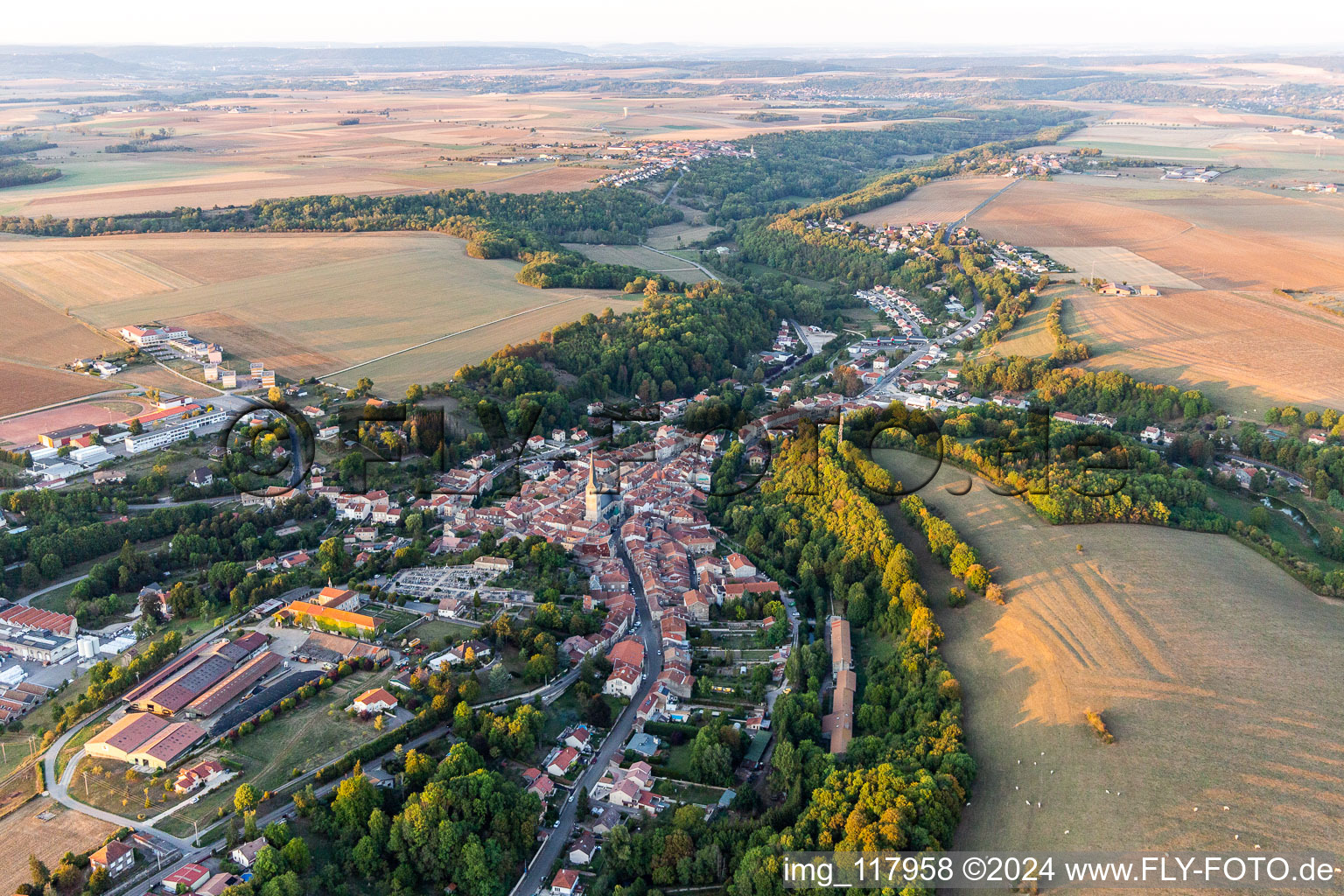 Vue aérienne de Vézelise dans le département Meurthe et Moselle, France