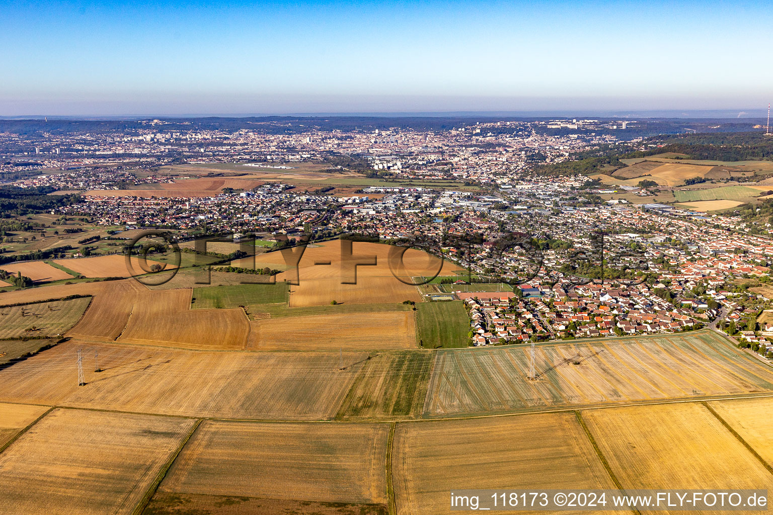 Vue aérienne de Nancy du Nord-Est à Pulnoy dans le département Meurthe et Moselle, France