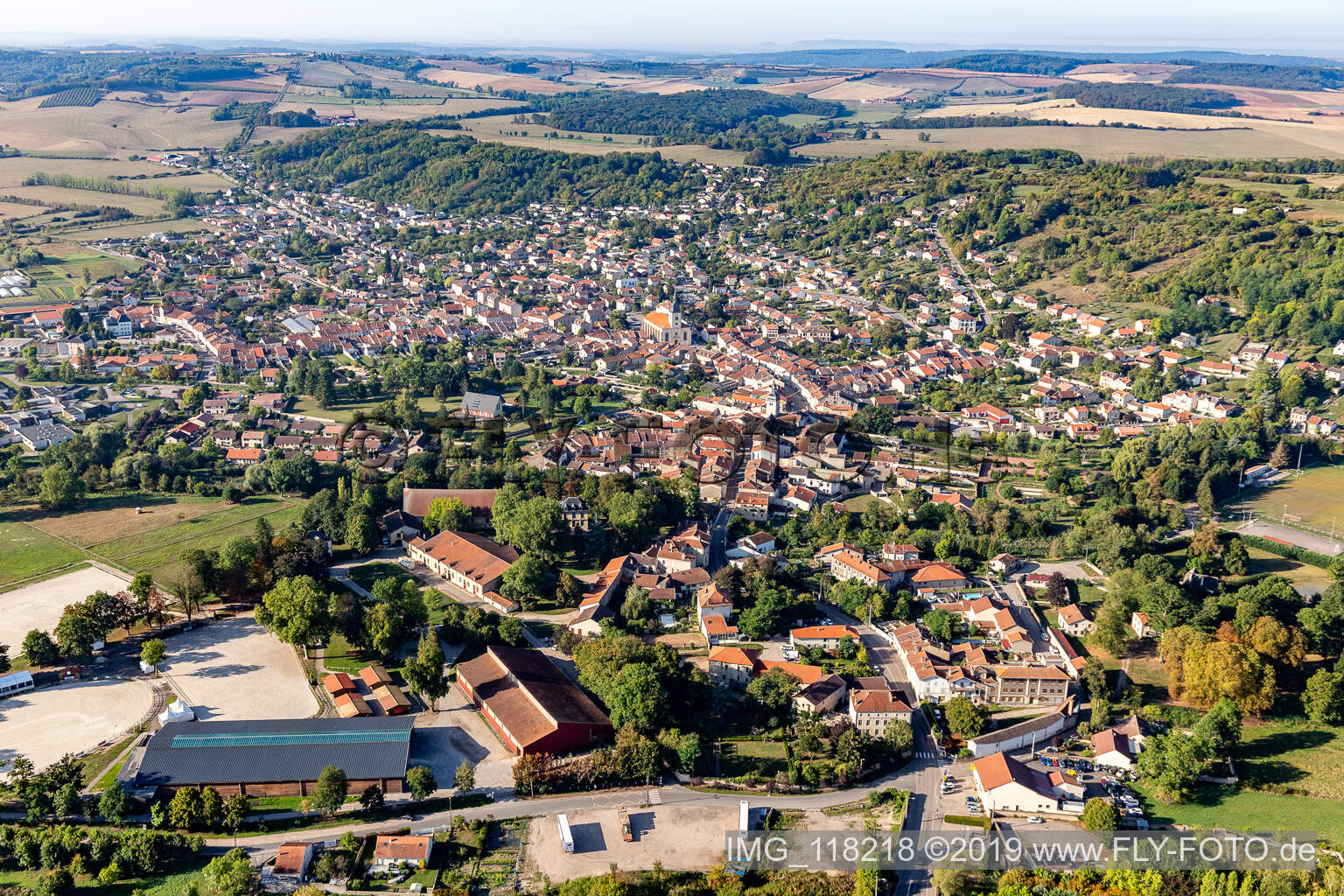 Vue aérienne de Rosières-aux-Salines dans le département Meurthe et Moselle, France