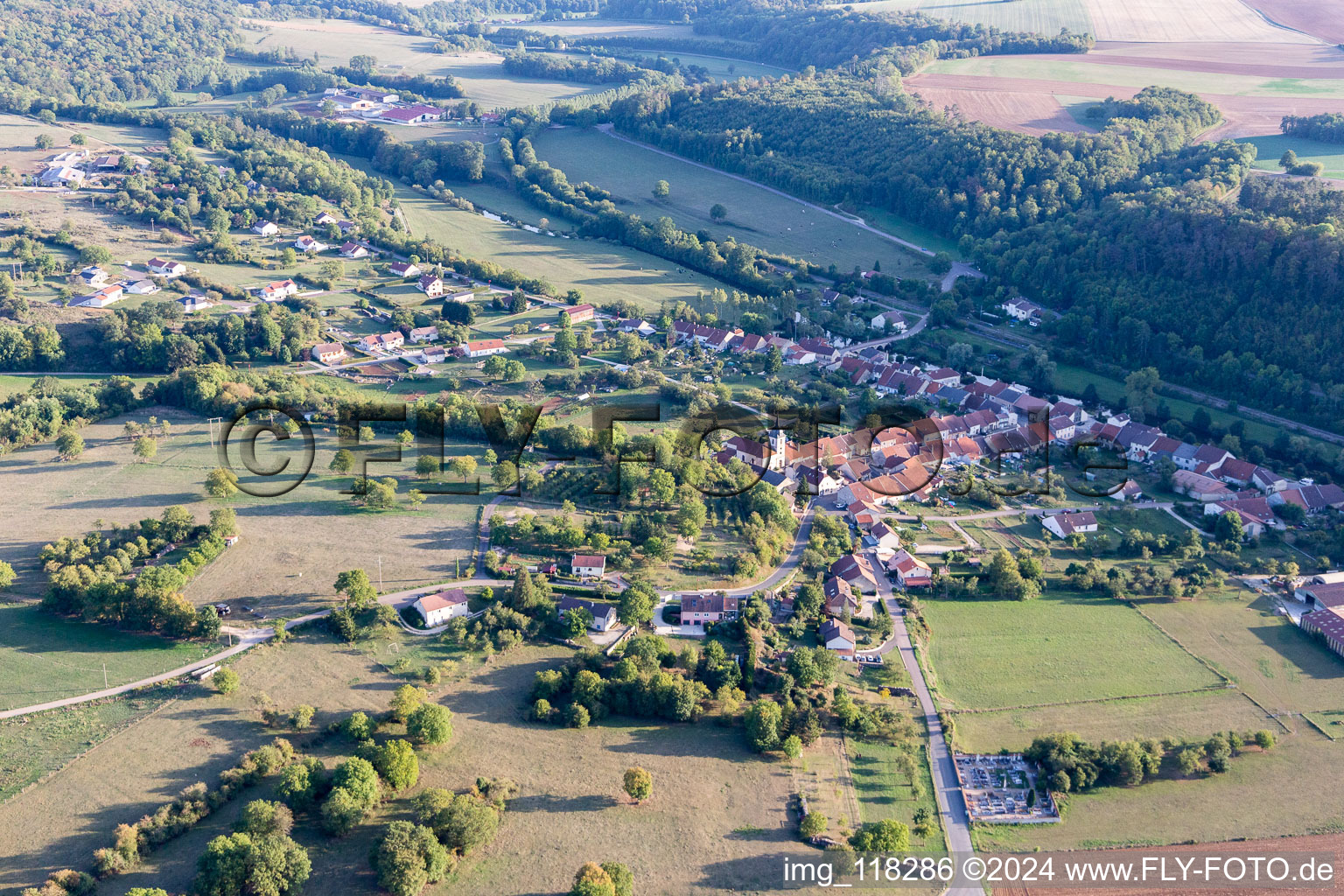 Vue aérienne de Rebeuville dans le département Vosges, France