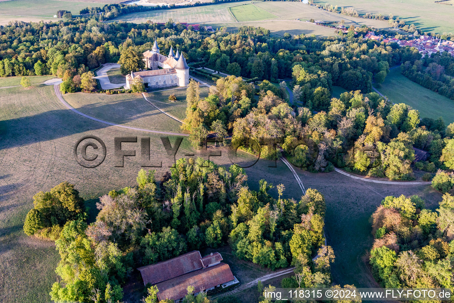 Vue oblique de Château de Bourlémont à Frebécourt dans le département Vosges, France