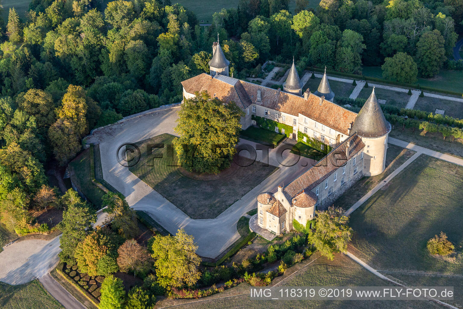 Vue aérienne de Château de Bourlémont à Frébécourt à Frebécourt dans le département Vosges, France