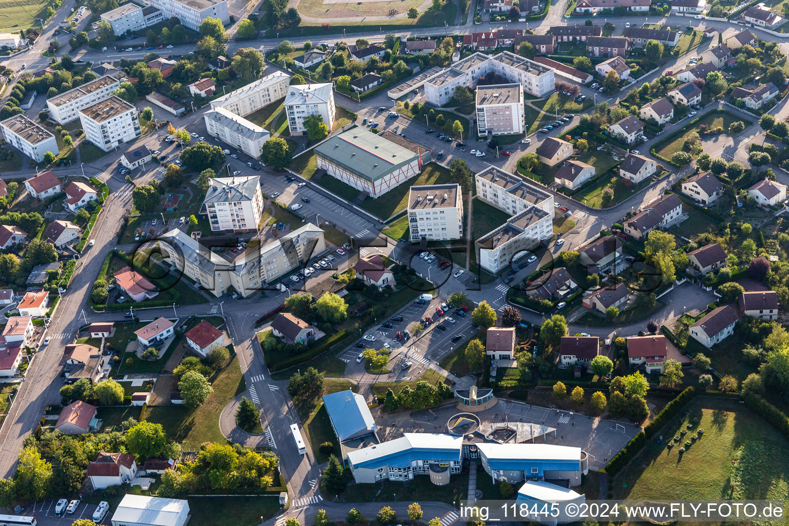 Vue aérienne de Ecole Primaire Stanislas Lesczynski à Contrexéville dans le département Vosges, France