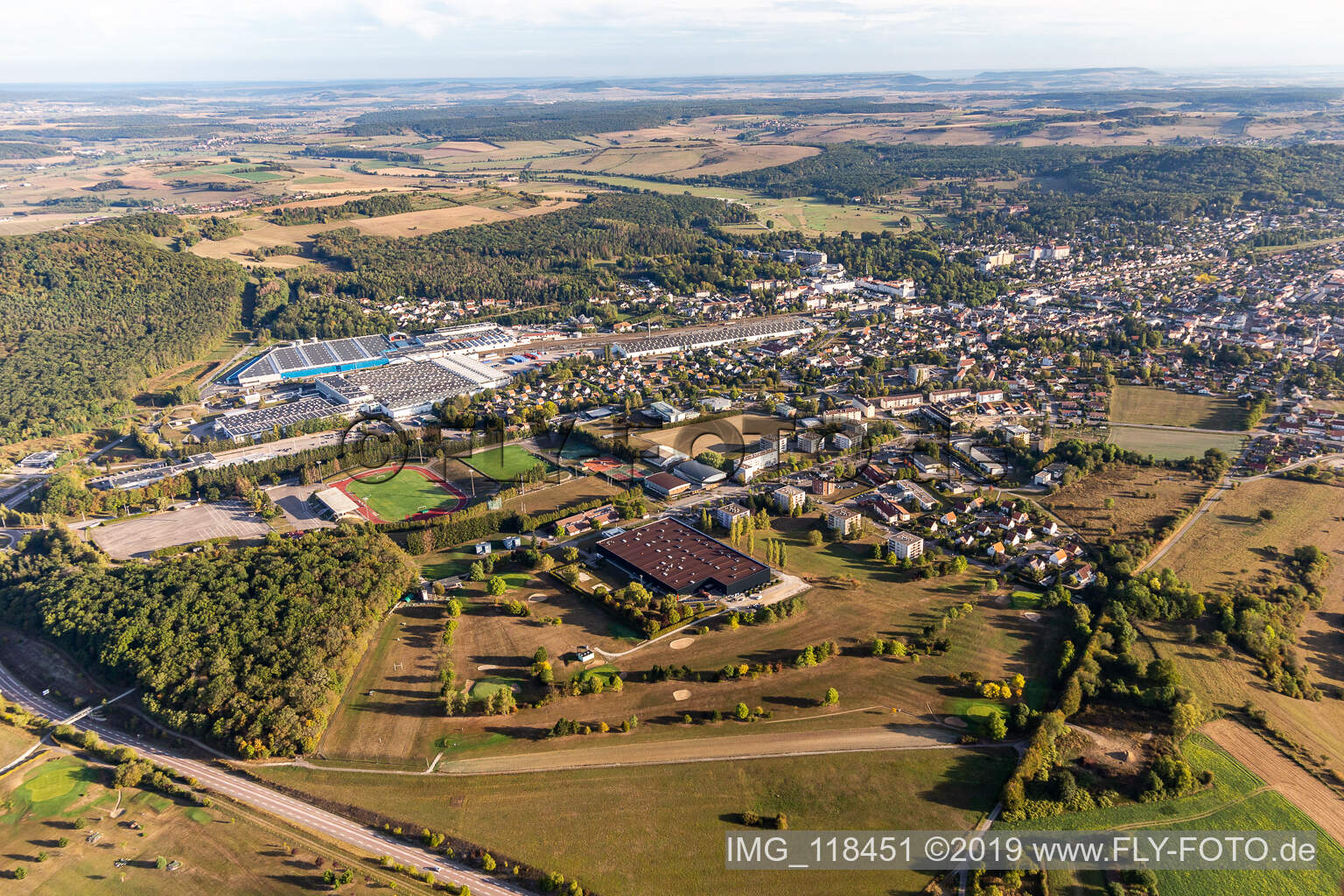 Vue aérienne de Vittel dans le département Vosges, France
