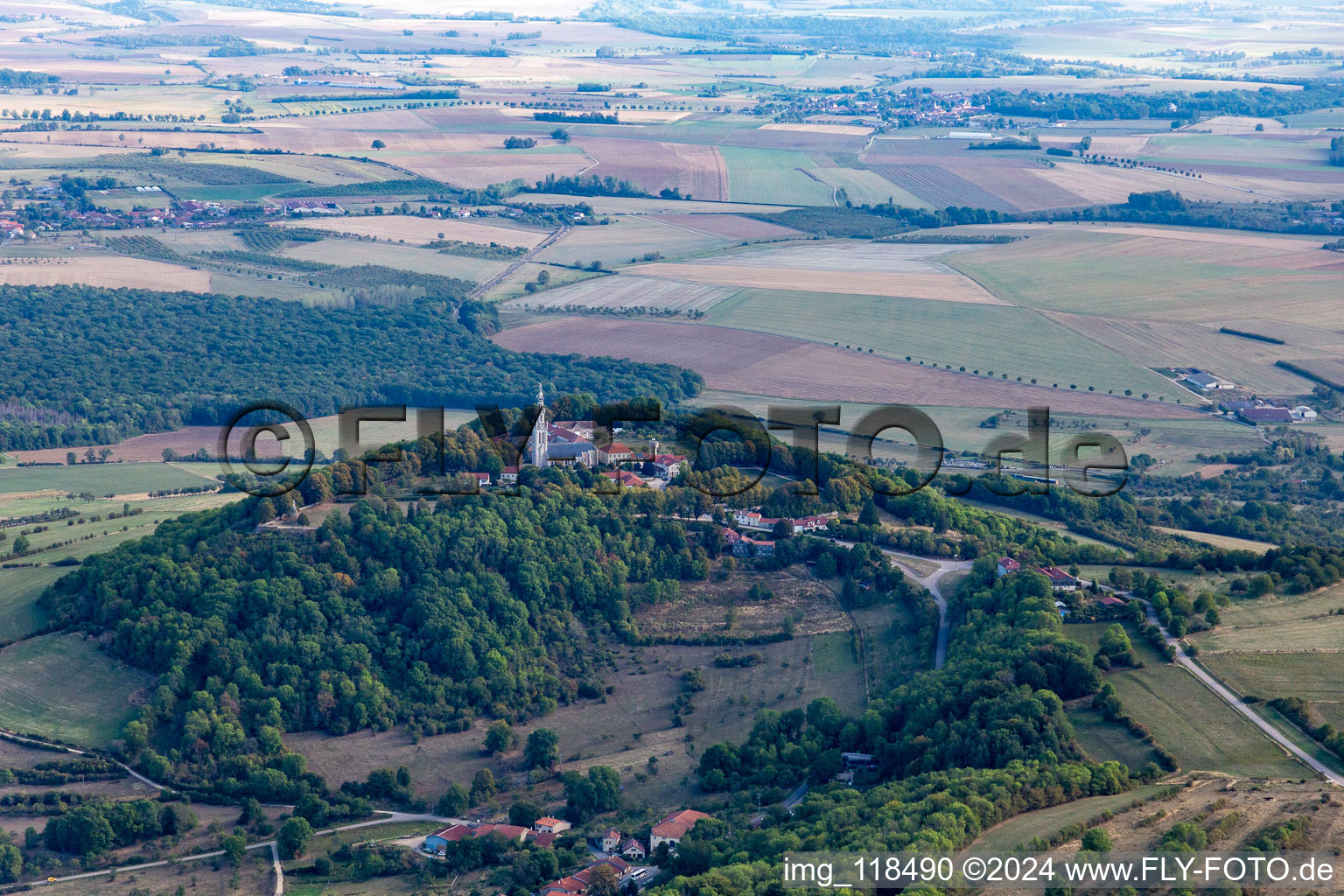 Vue aérienne de Basilique de Sion à Vaudémont dans le département Meurthe et Moselle, France