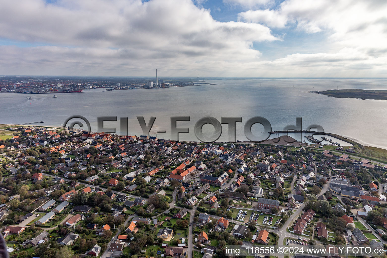 Vue aérienne de Port à le quartier Nordby in Fanø dans le département Syddanmark, Danemark