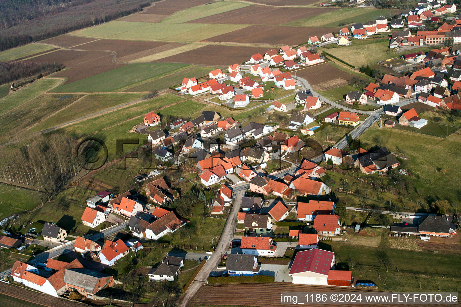 Salmbach dans le département Bas Rhin, France depuis l'avion