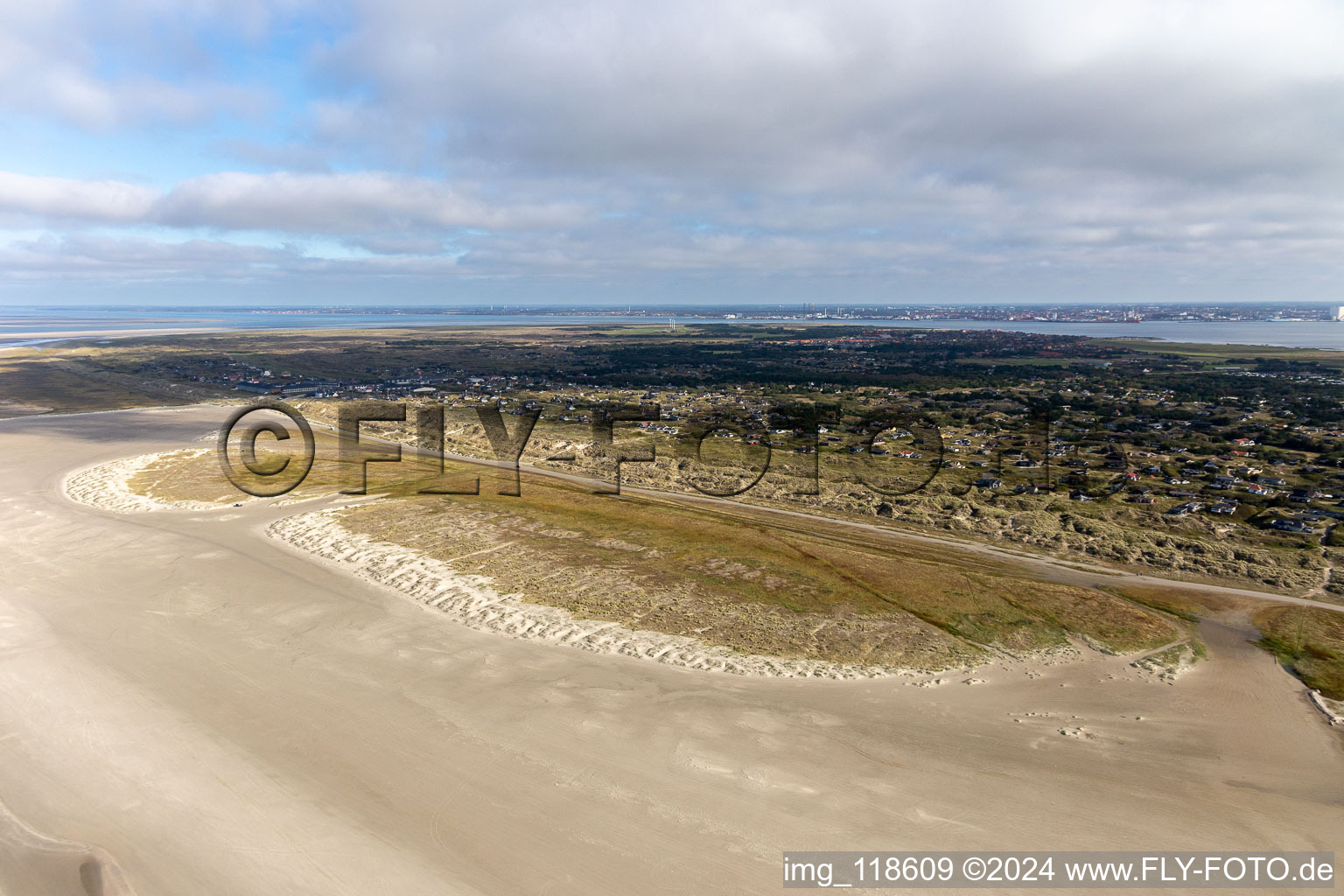 Vue oblique de Fanø dans le département Syddanmark, Danemark