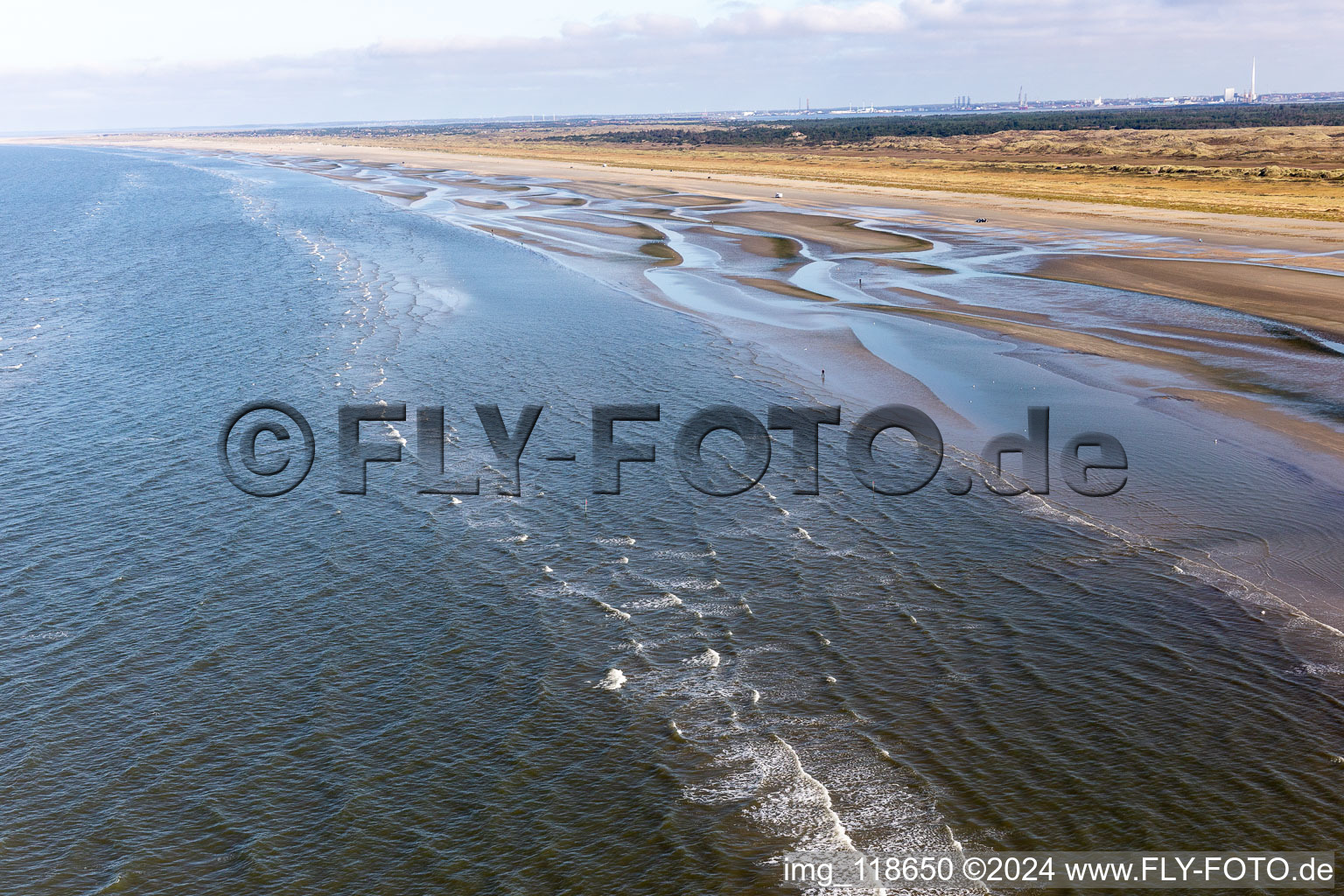 Côte ouest à marée basse à Fanø dans le département Syddanmark, Danemark d'en haut