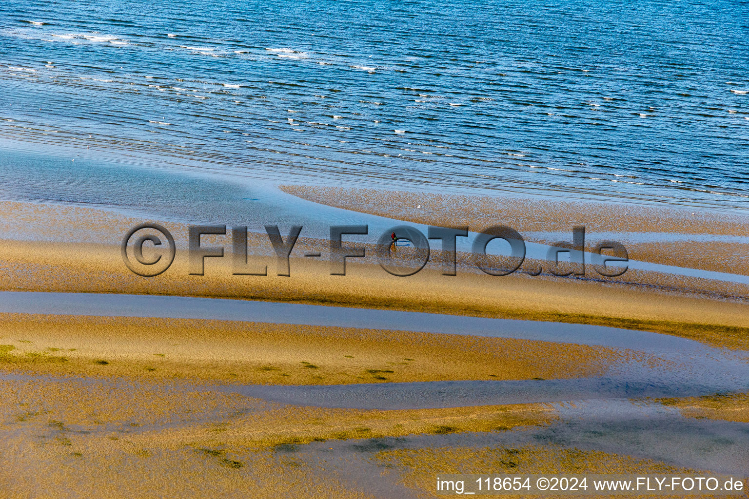 Côte ouest à marée basse à Fanø dans le département Syddanmark, Danemark depuis l'avion