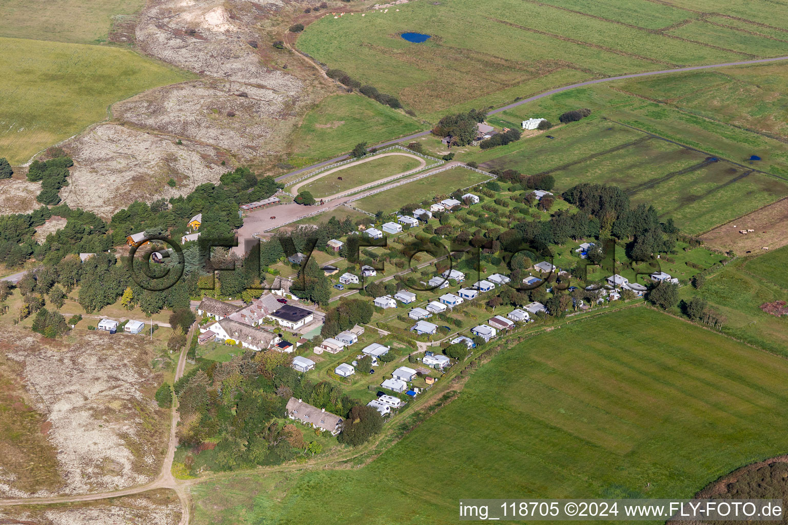 Vue aérienne de Sønderho Ny Camping à Fanø dans le département Syddanmark, Danemark