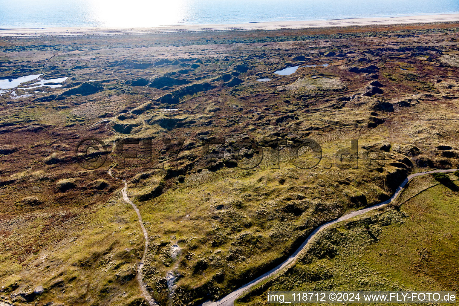 Vue aérienne de Parc national de la mer des Wadden à Fanø dans le département Syddanmark, Danemark