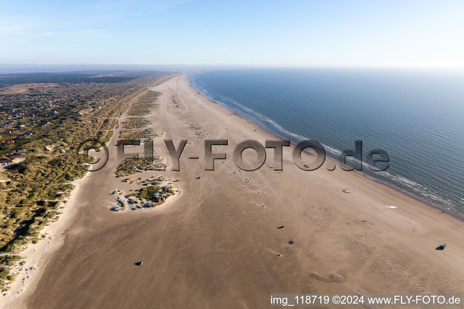 Vue aérienne de Plage de Rindby à Fanø dans le département Syddanmark, Danemark