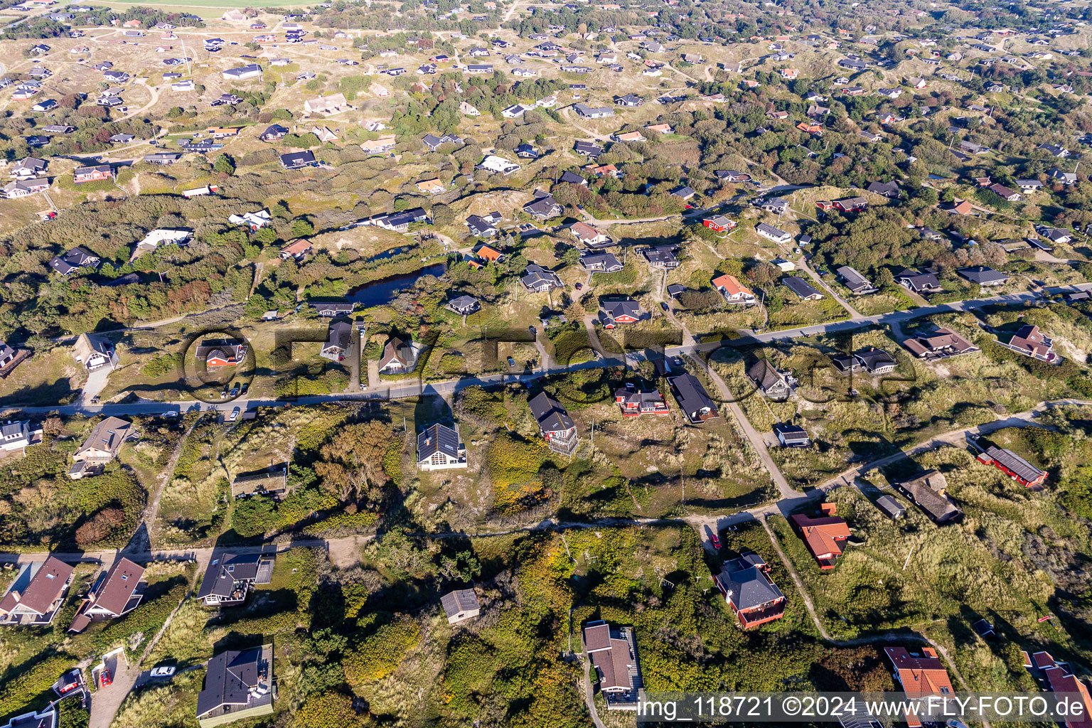 Vue aérienne de Maisons de vacances confortables à Rindby Strand à Fanø dans le département Syddanmark, Danemark