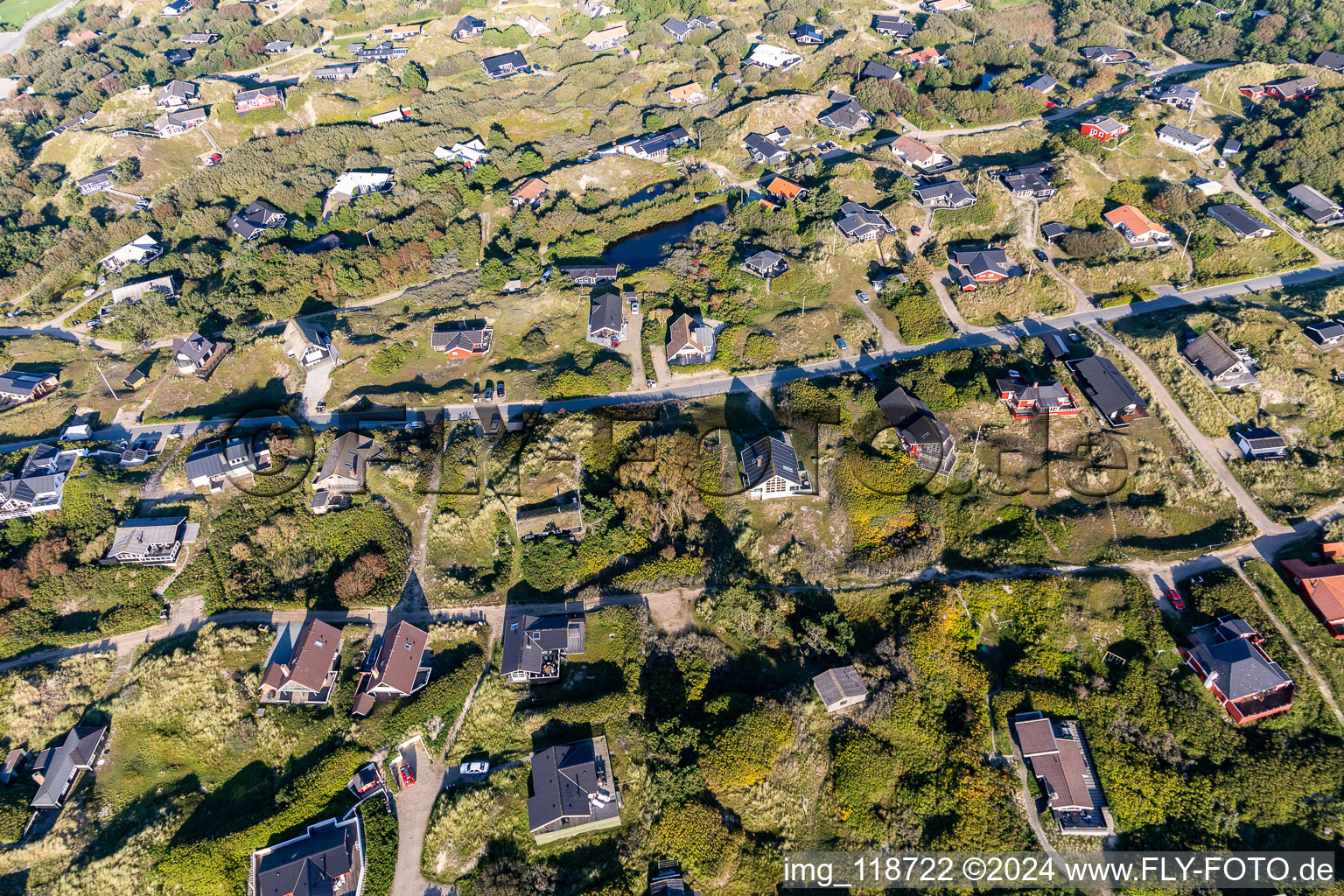 Vue aérienne de Maisons de vacances confortables à Rindby Strand à Fanø dans le département Syddanmark, Danemark