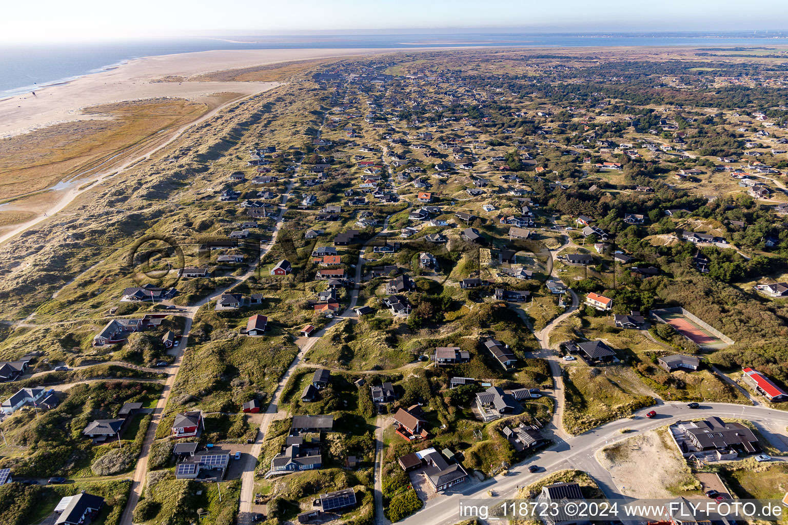 Photographie aérienne de Maisons de vacances confortables à Rindby Strand à Fanø dans le département Syddanmark, Danemark