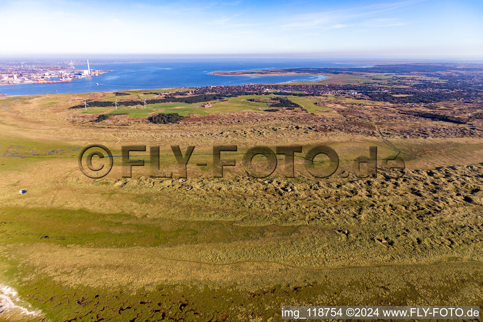 Vue oblique de Parc national de la mer des Wadden à Fanø dans le département Syddanmark, Danemark