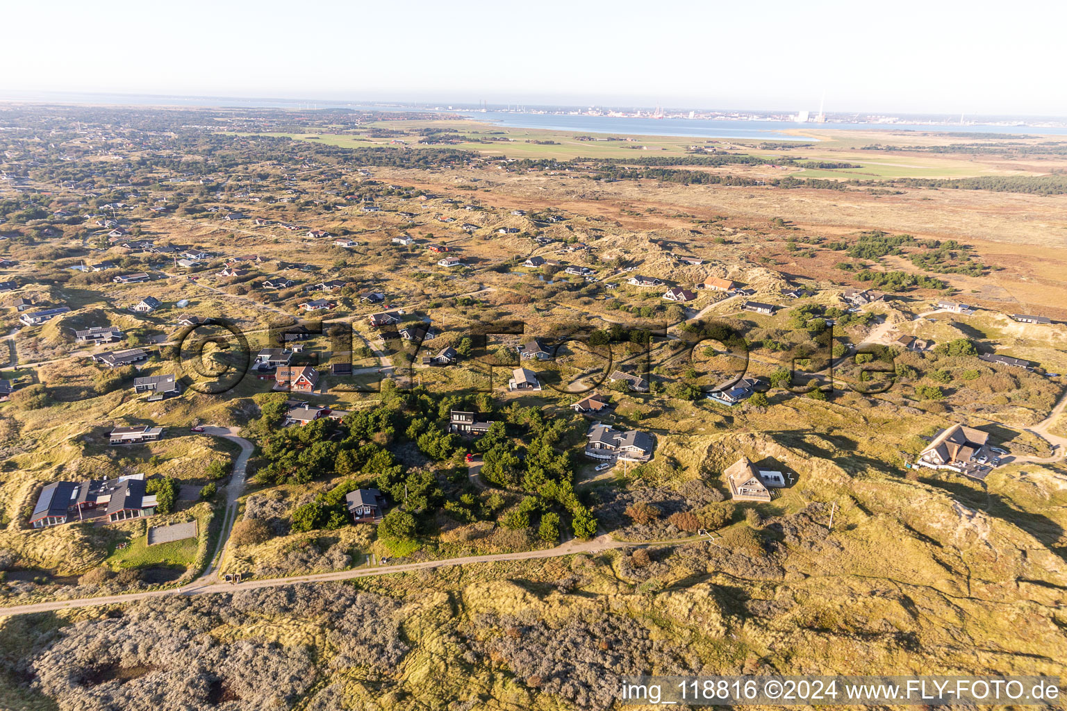 Vue aérienne de Maisons de vacances hyggelige dans les dunes à Fanø dans le département Syddanmark, Danemark