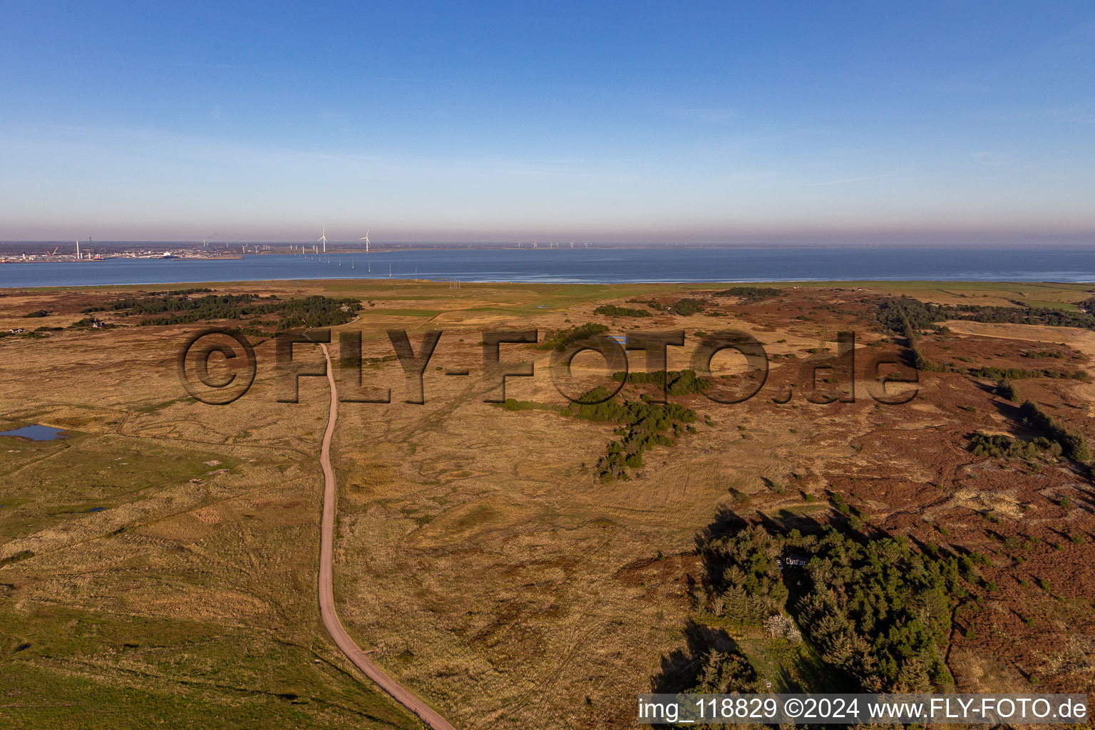 Vue d'oiseau de Parc national de la mer des Wadden à Fanø dans le département Syddanmark, Danemark