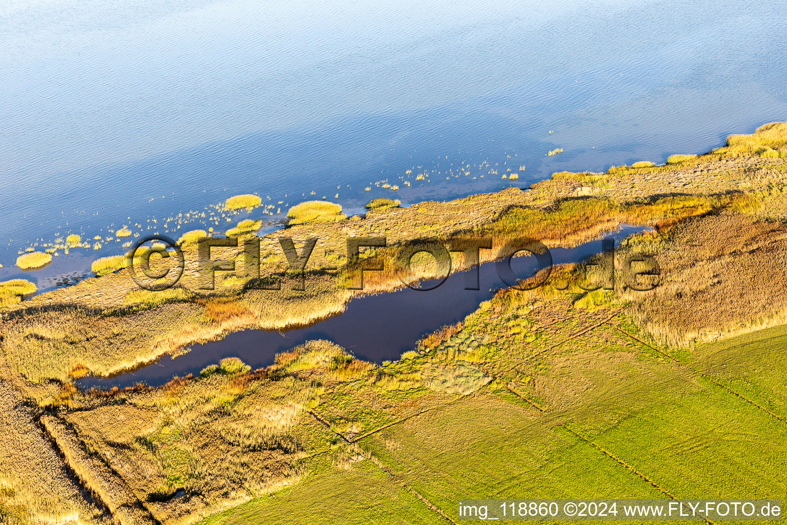 Vue d'oiseau de Parc national de la mer des Wadden à Fanø dans le département Syddanmark, Danemark